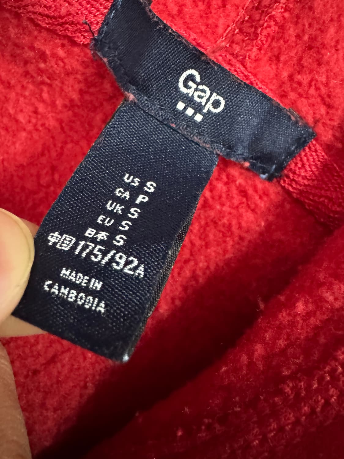 GAP 갭 남녀공용 기모 후드집업 레드 S 상품이미지3