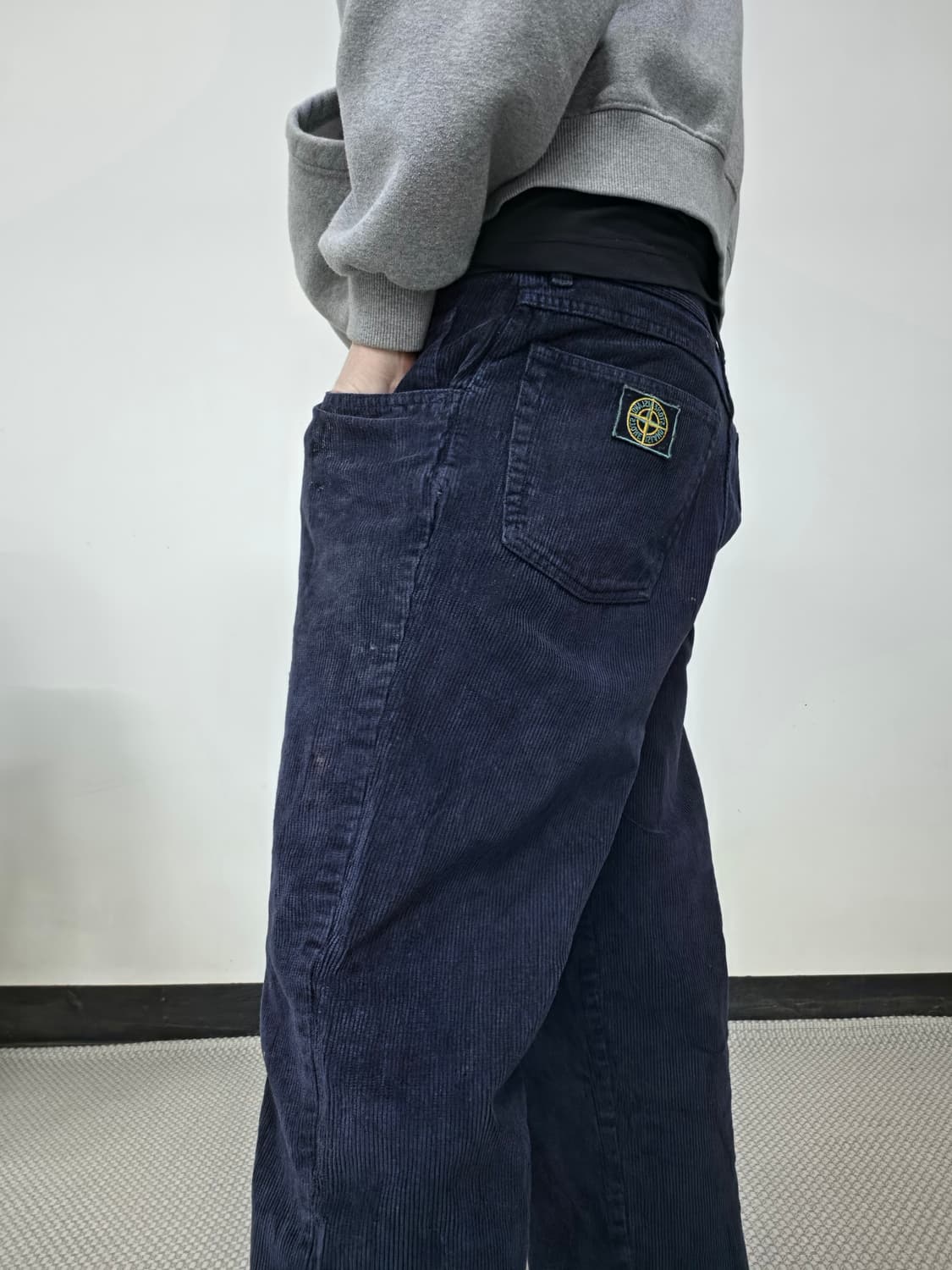 80s 스톤 아일랜드 그린 엣지 네이비 코듀로이 바지 상품이미지1