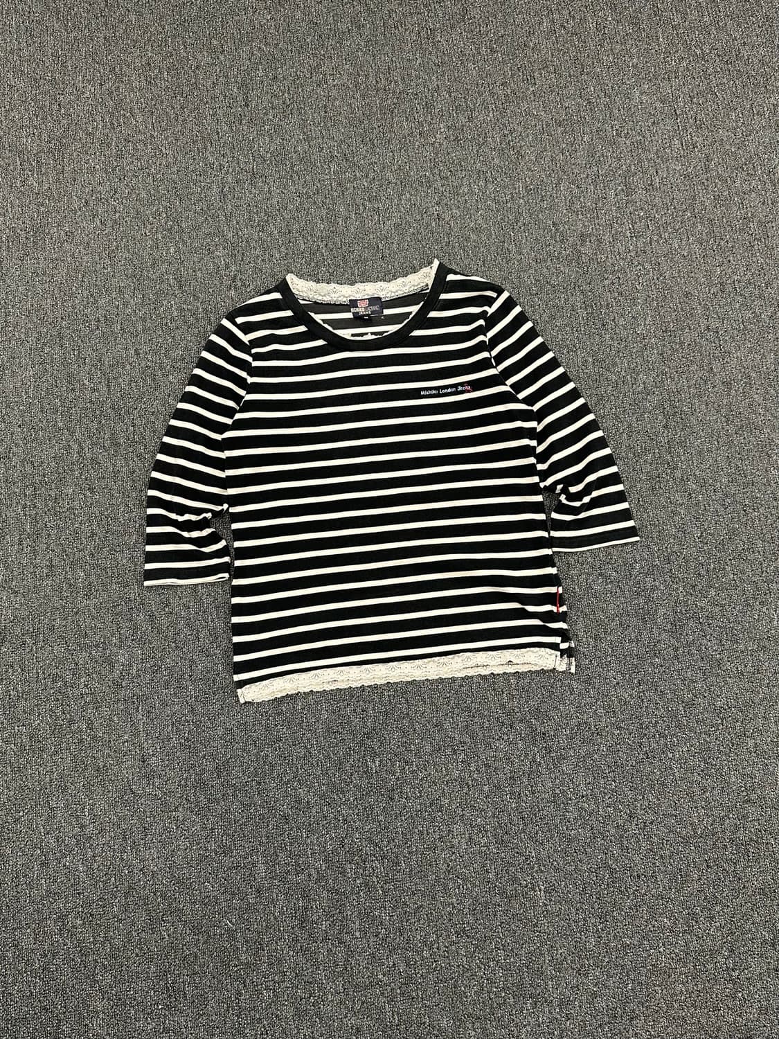 M)미치코런던 빈티지 여성 스트라이프 레이스 롱슬리브 상품이미지1