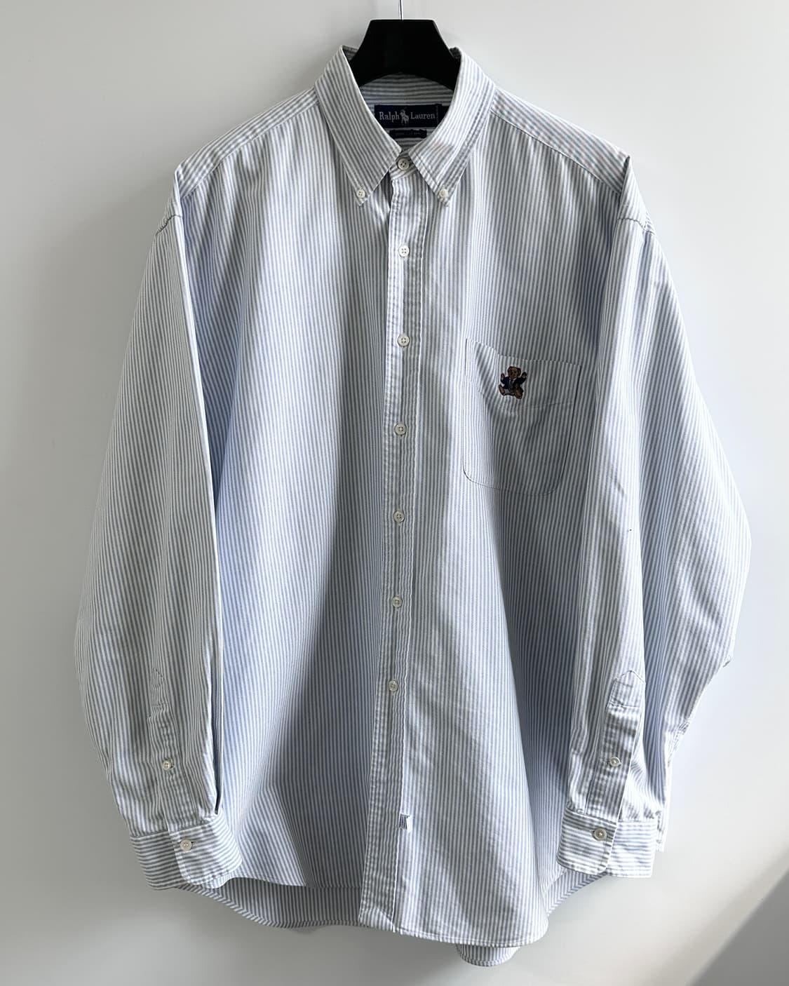 90s Polo Sit Down Bear Stripe Oxford Shi 상품이미지1