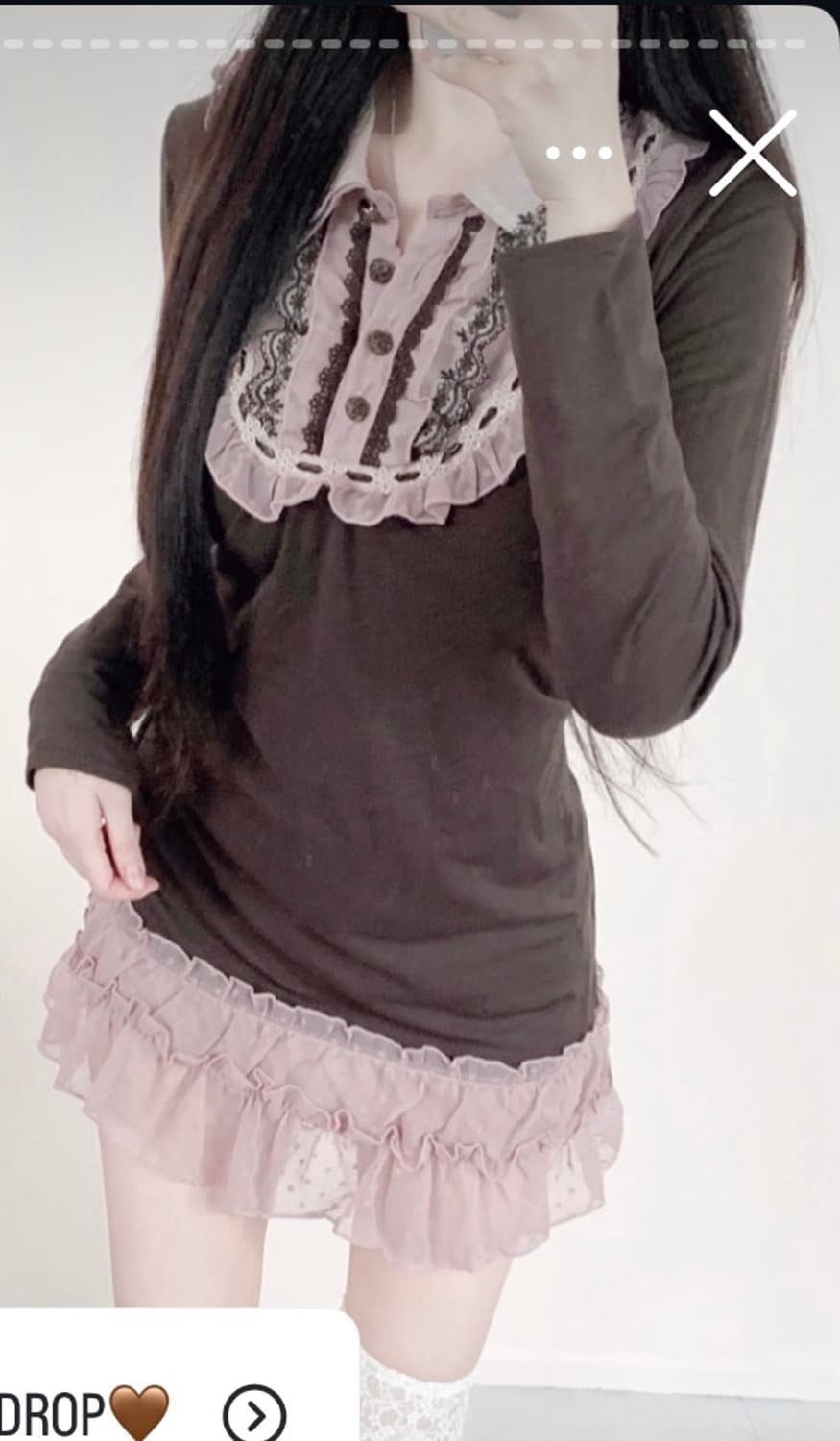 엑시즈팜 초코딸기 원피스 퍼자켓 세트 상품이미지2