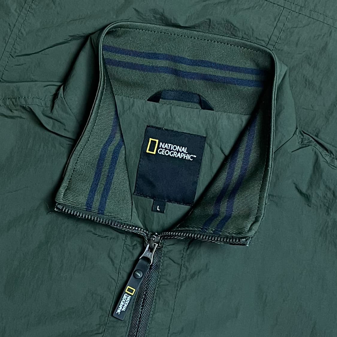 내셔널지오그래픽 와펜 홑겹 카키 블루종 자켓 L 상품이미지3