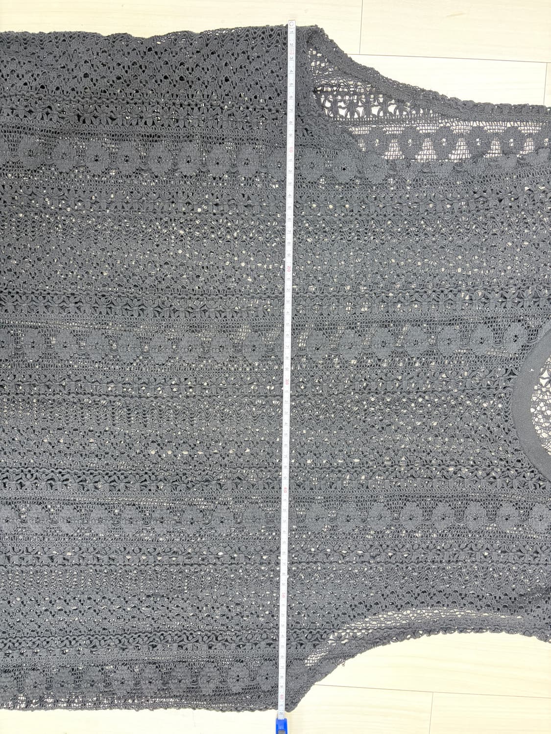 아워레가시 박스 슬리브리스 코튼 크로셰 베스트, 블랙 조끼 상품이미지9