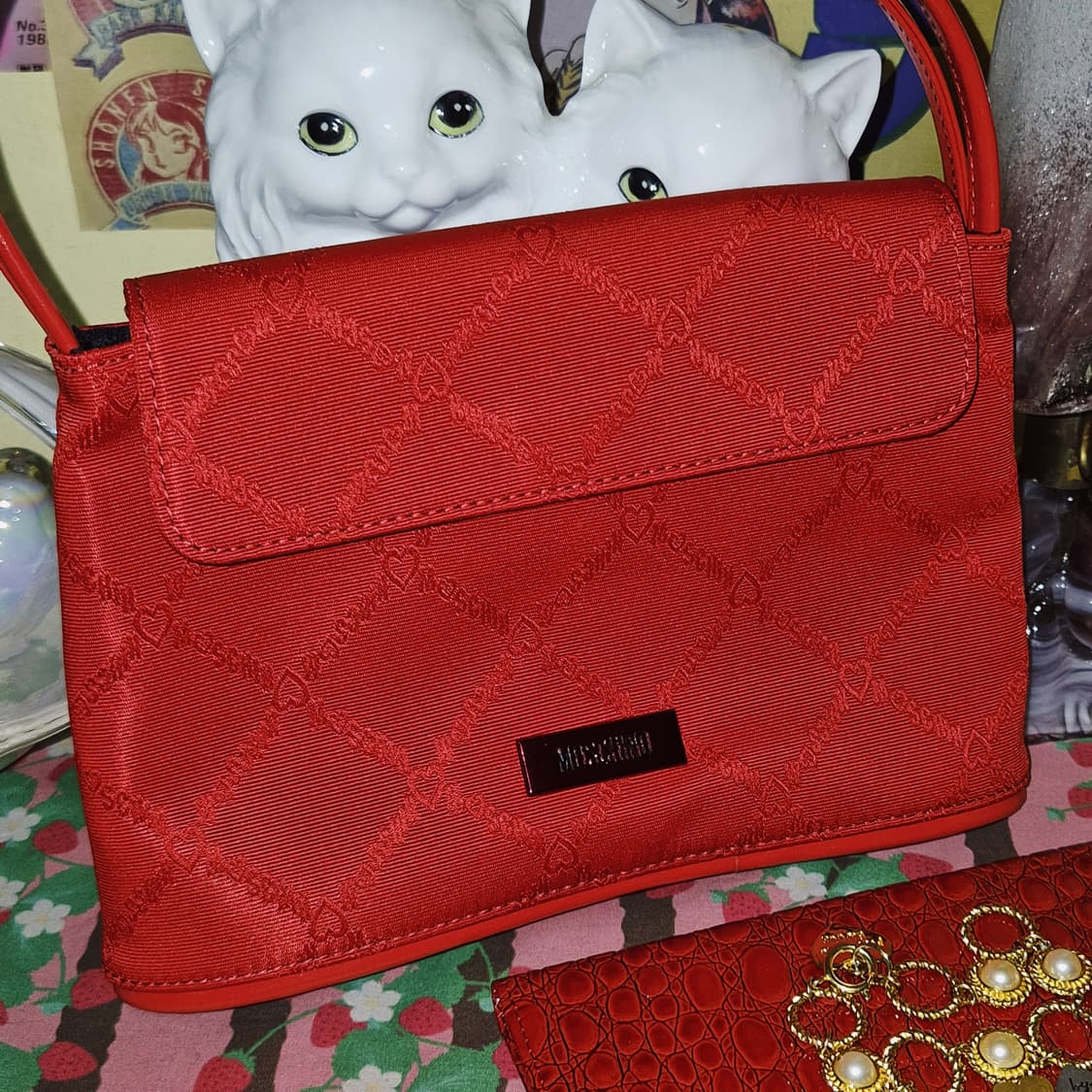 00s 러브 모스키노 나일론 레더 하트 핸드백 상품이미지8