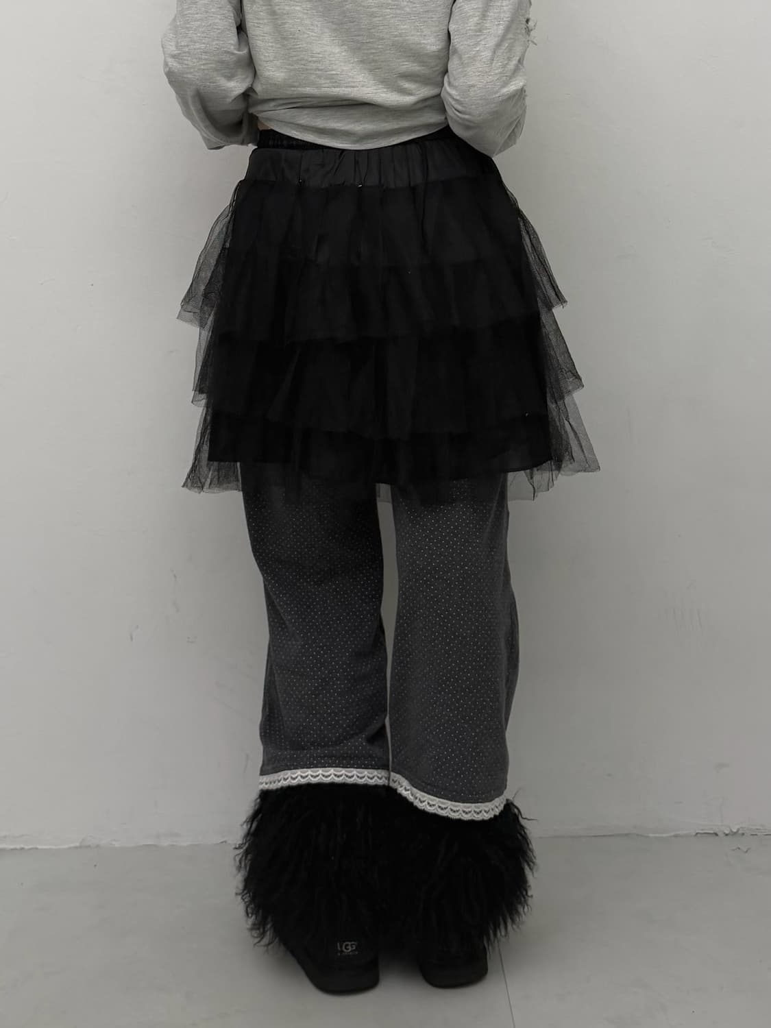 블랙 시스루 레이스 샤 스커트 상품이미지3