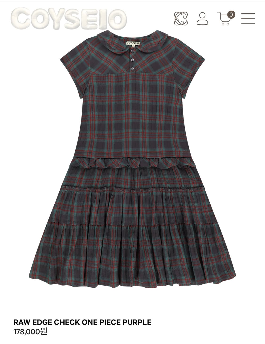 (미개봉) 코이세이오 로우 엣지 체크 원피스 퍼플 사이즈 1 상품이미지1