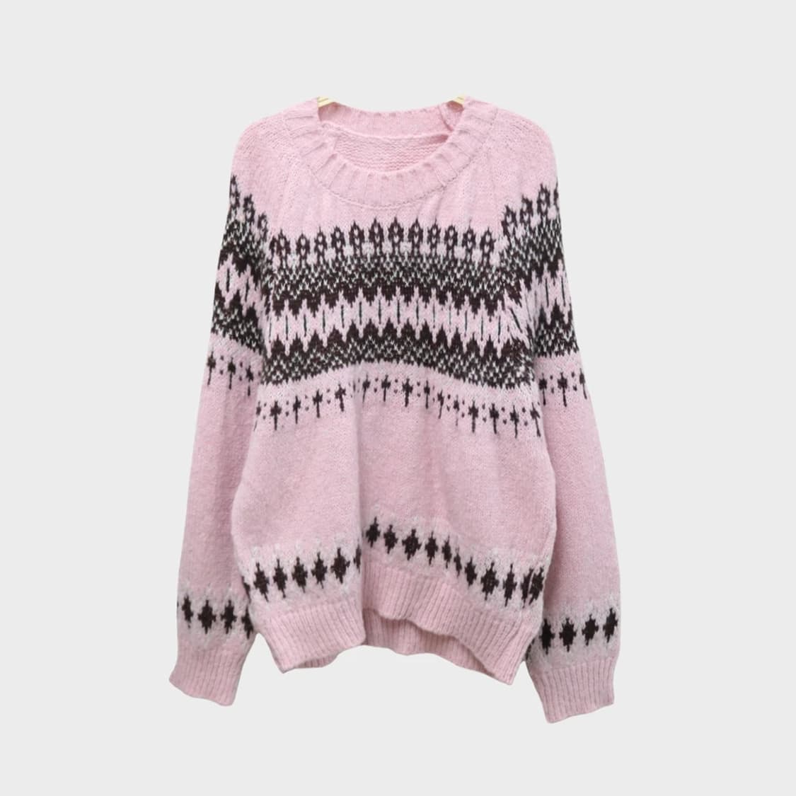 히메갸루 핑크 눈꽃 패턴 니트 61315 상품이미지1