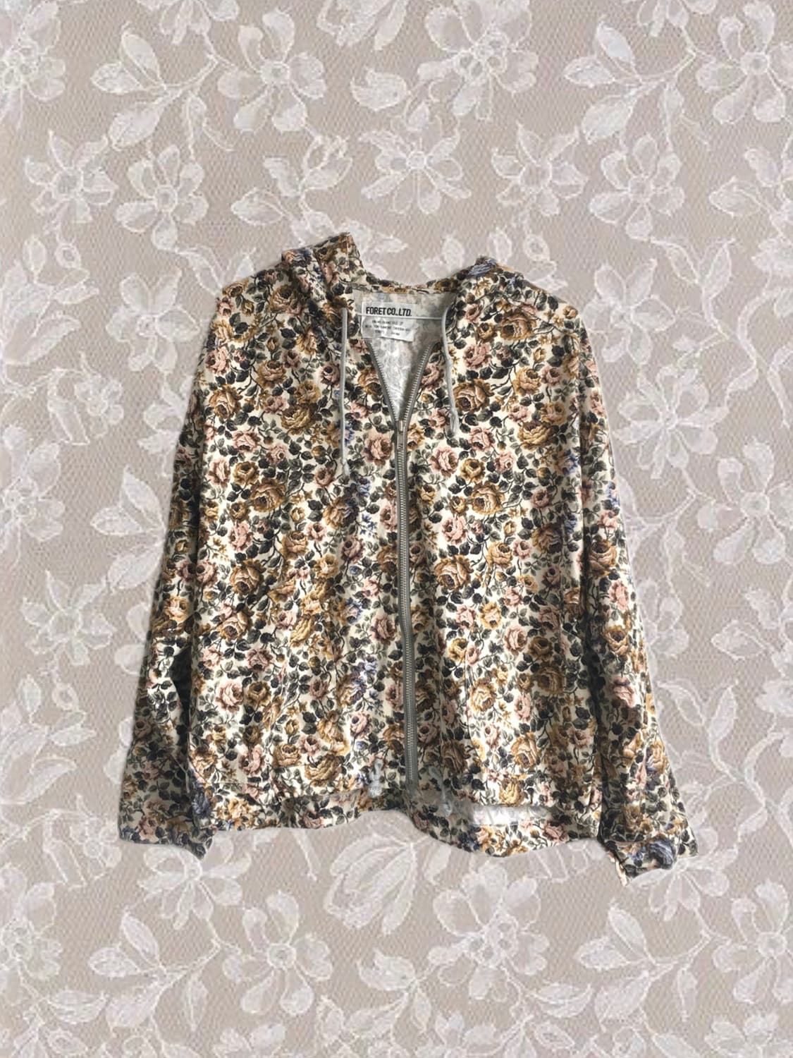 jpn vintage jacquard floral hood zipup 상품이미지6