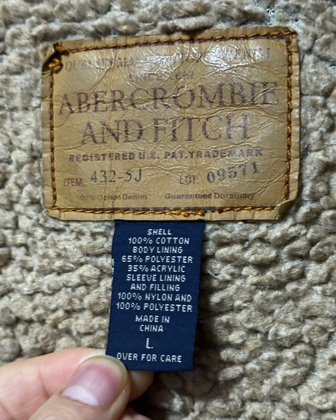 아베크롬비 워크 웨어 쉐르파 양털 워싱 데님 트러커 청자켓 L 웨스턴 상품이미지7
