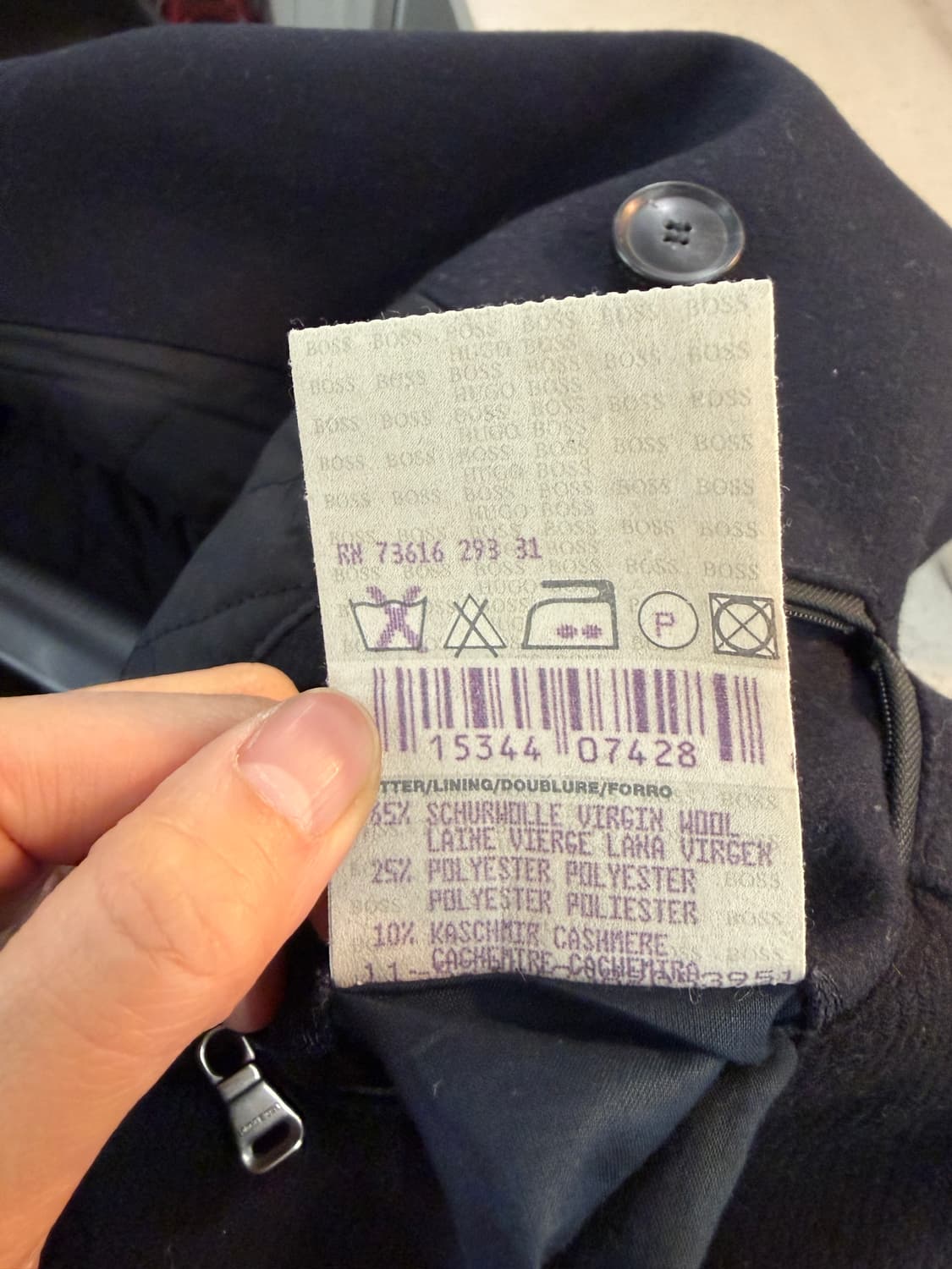 BOSS 더블 브레스티드 울 피코트 네이비 40R 상품이미지6