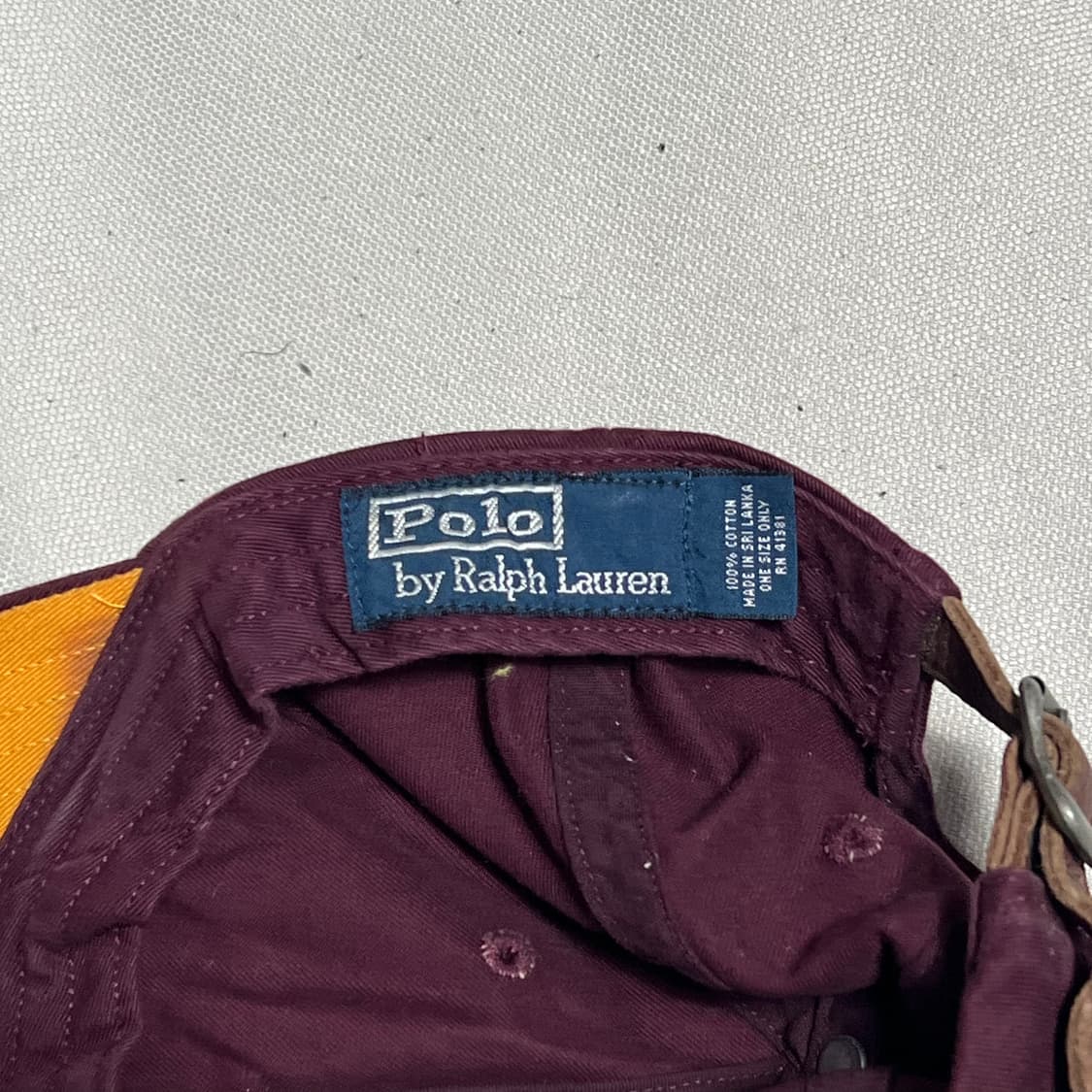 OS 폴로랄프로렌 버건디 코튼 가죽 스트랩 볼캡 상품이미지5