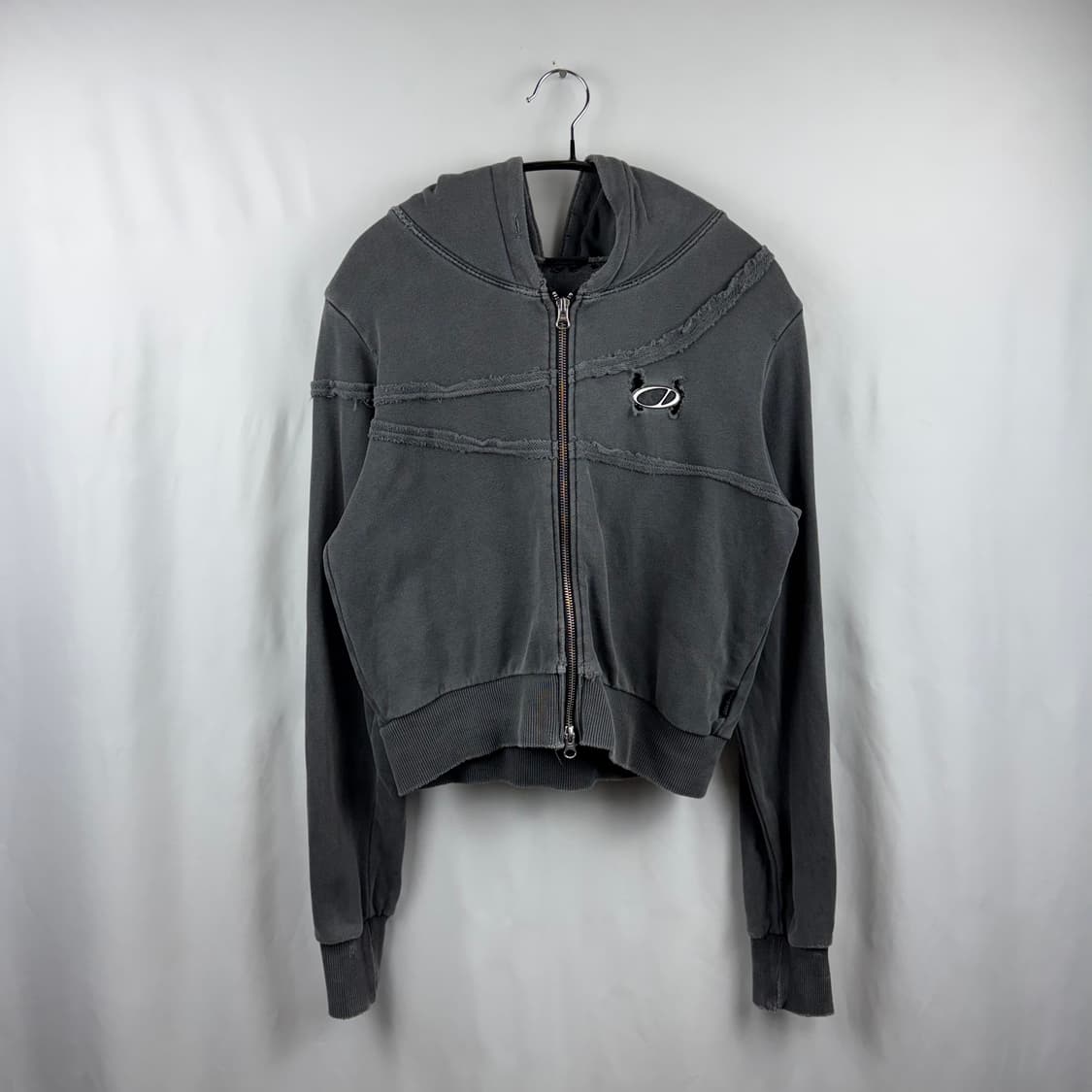 (F) 오드스튜디오 크롭 후드집업 차콜 상품이미지2