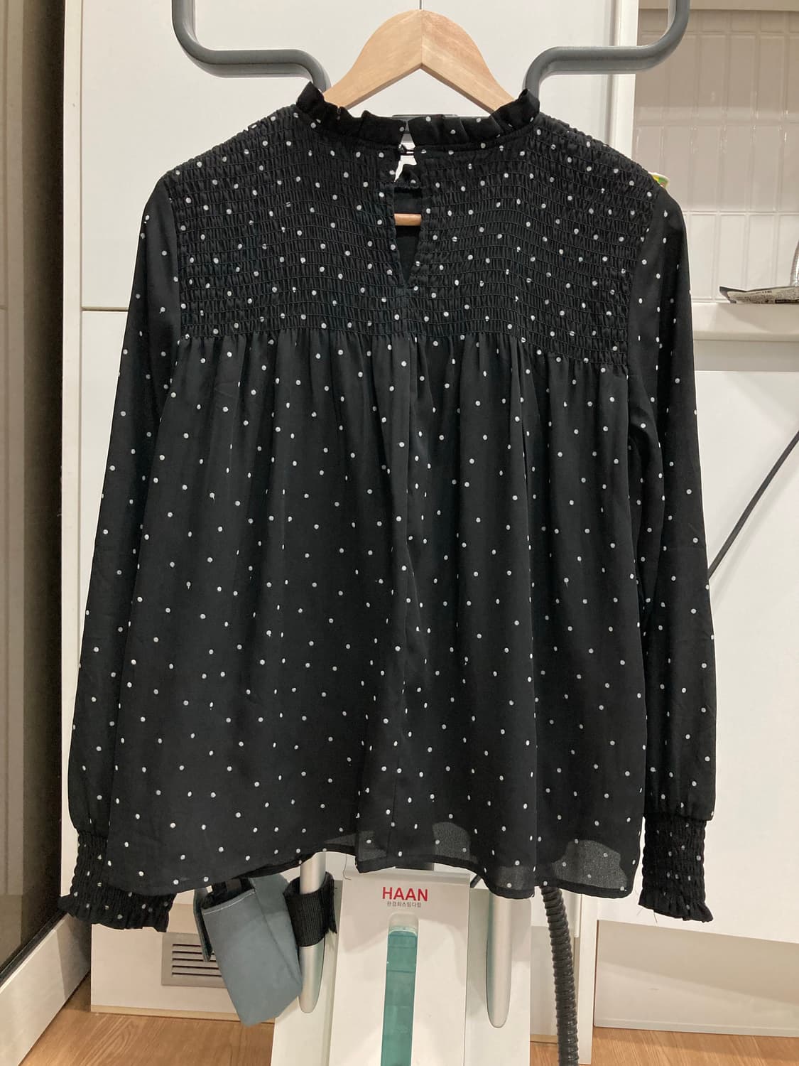 일본빈티지 블랙 도트 블라우스 상품이미지2