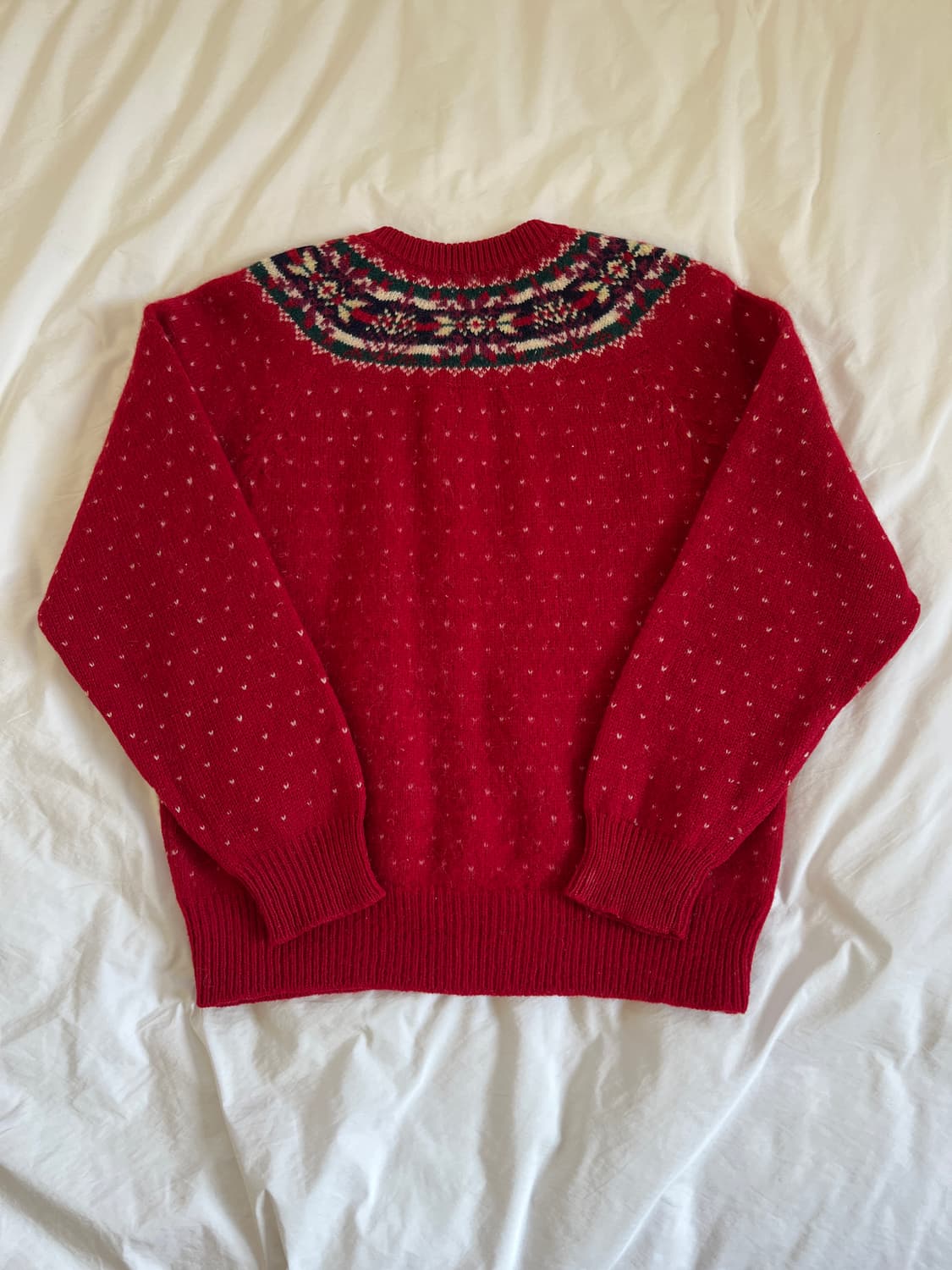 빈티지 체리 레드 페어아일 울 니트 가디건 상품이미지6