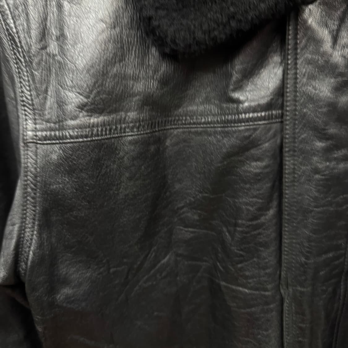 WORLD POLO 빈티지 리얼 레더 퍼카라 자켓 투포켓 포인트 블랙 상품이미지7