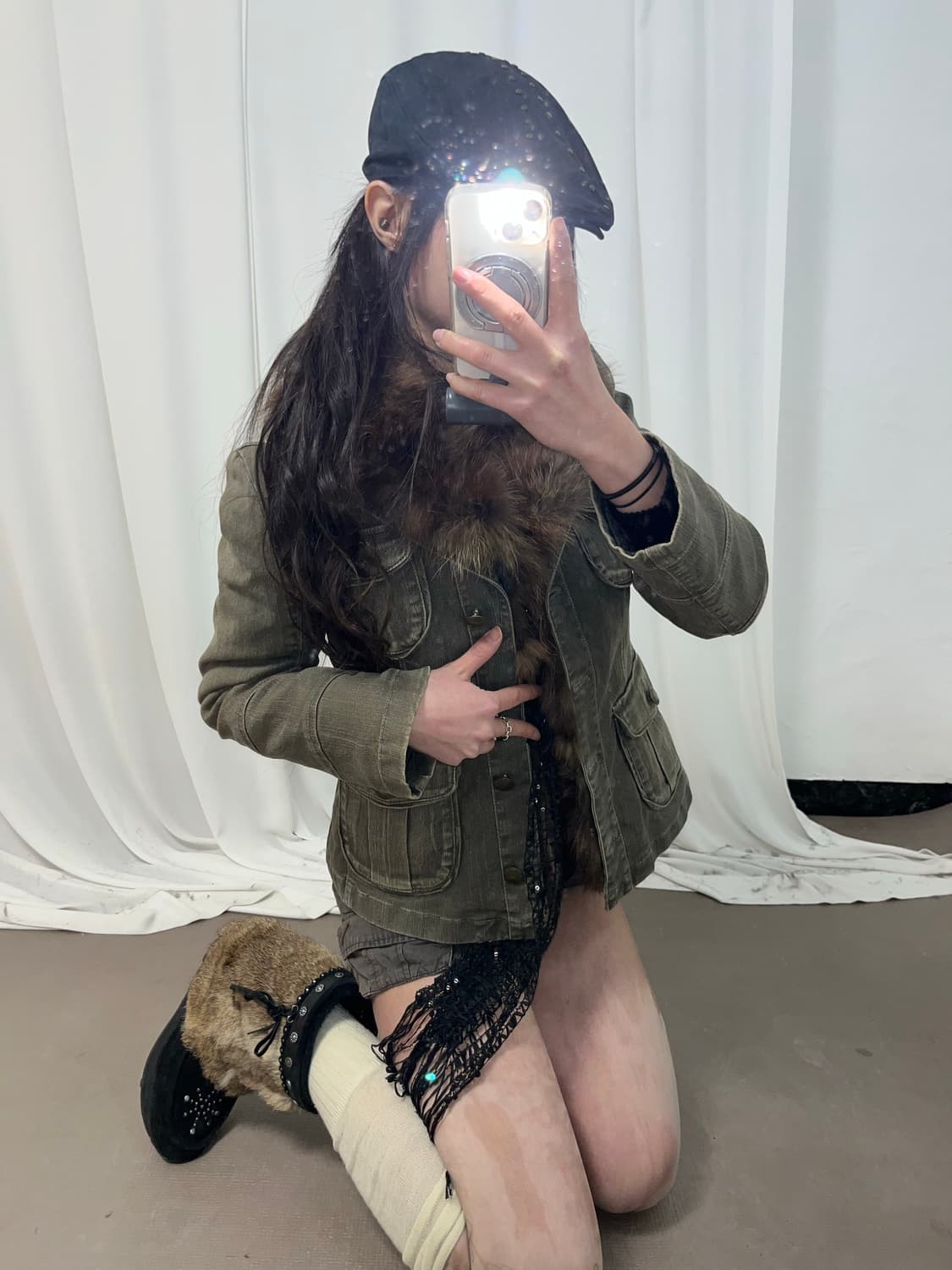 폭스퍼 트리밍 자켓 상품이미지3