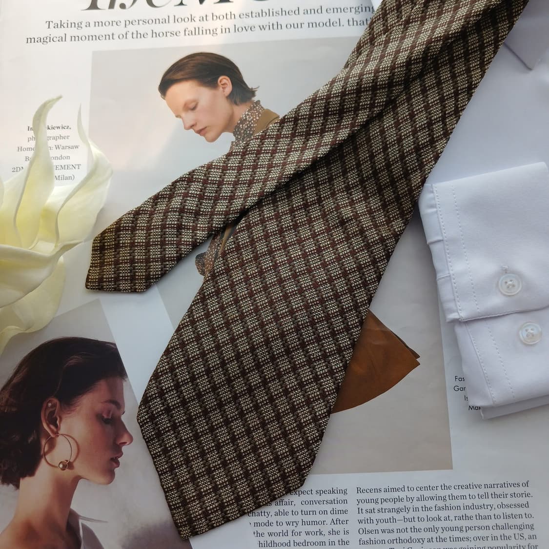 알테아 실크 브라운 체크 패턴 넥타이 9cm A+등급 A18684
 상품이미지3