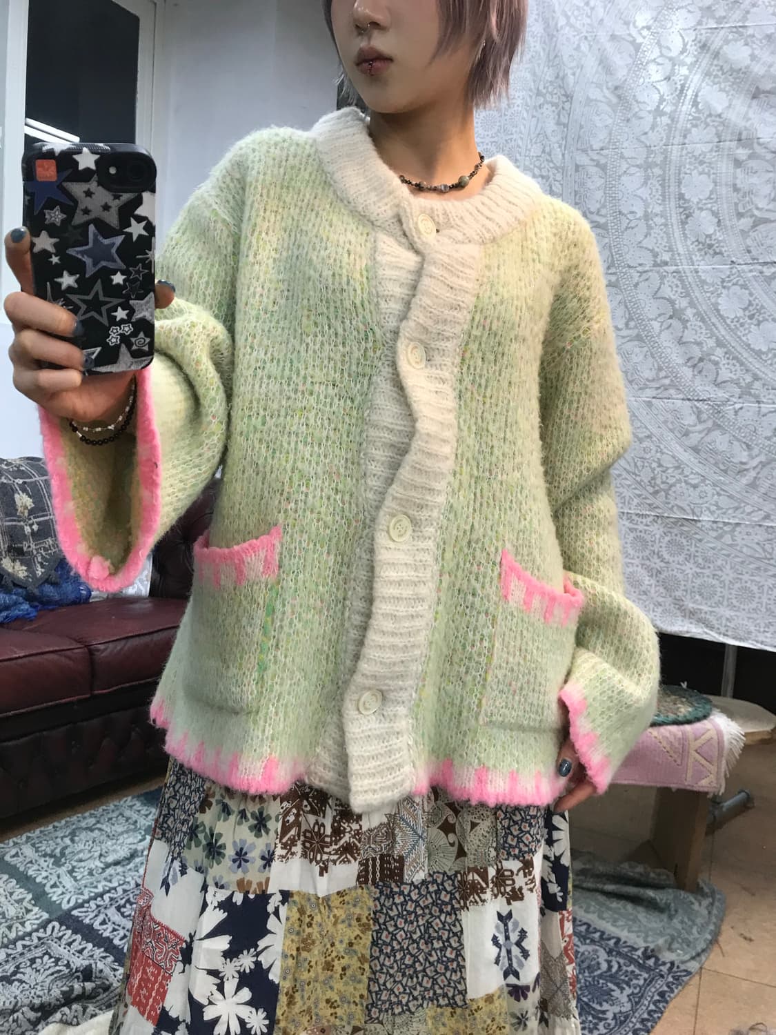 빈티지 여성 멀티컬러 니트 가디건  상품이미지1