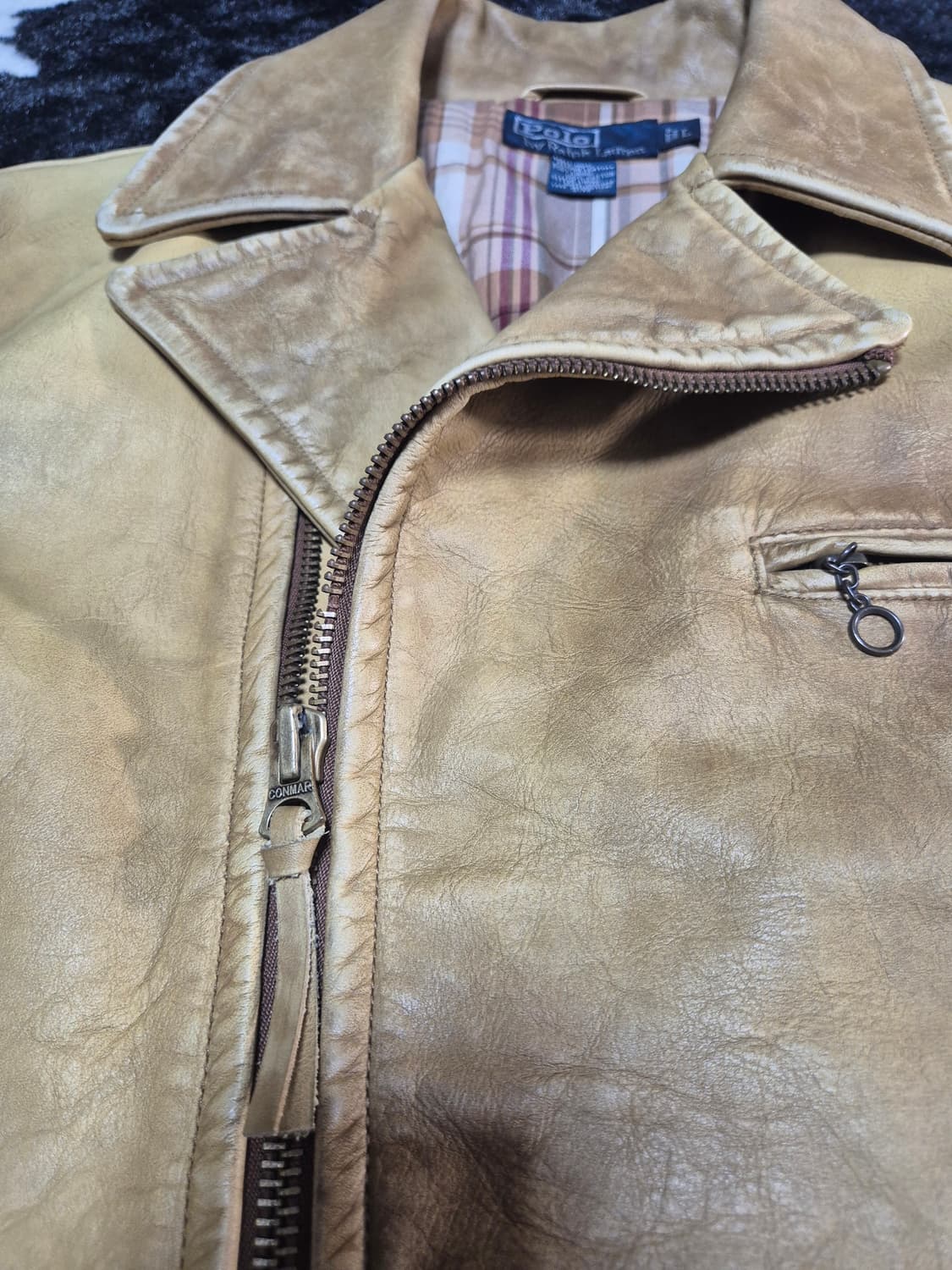 폴로 랄프로렌 에이징 레더 라이더 자켓 L 상품이미지3