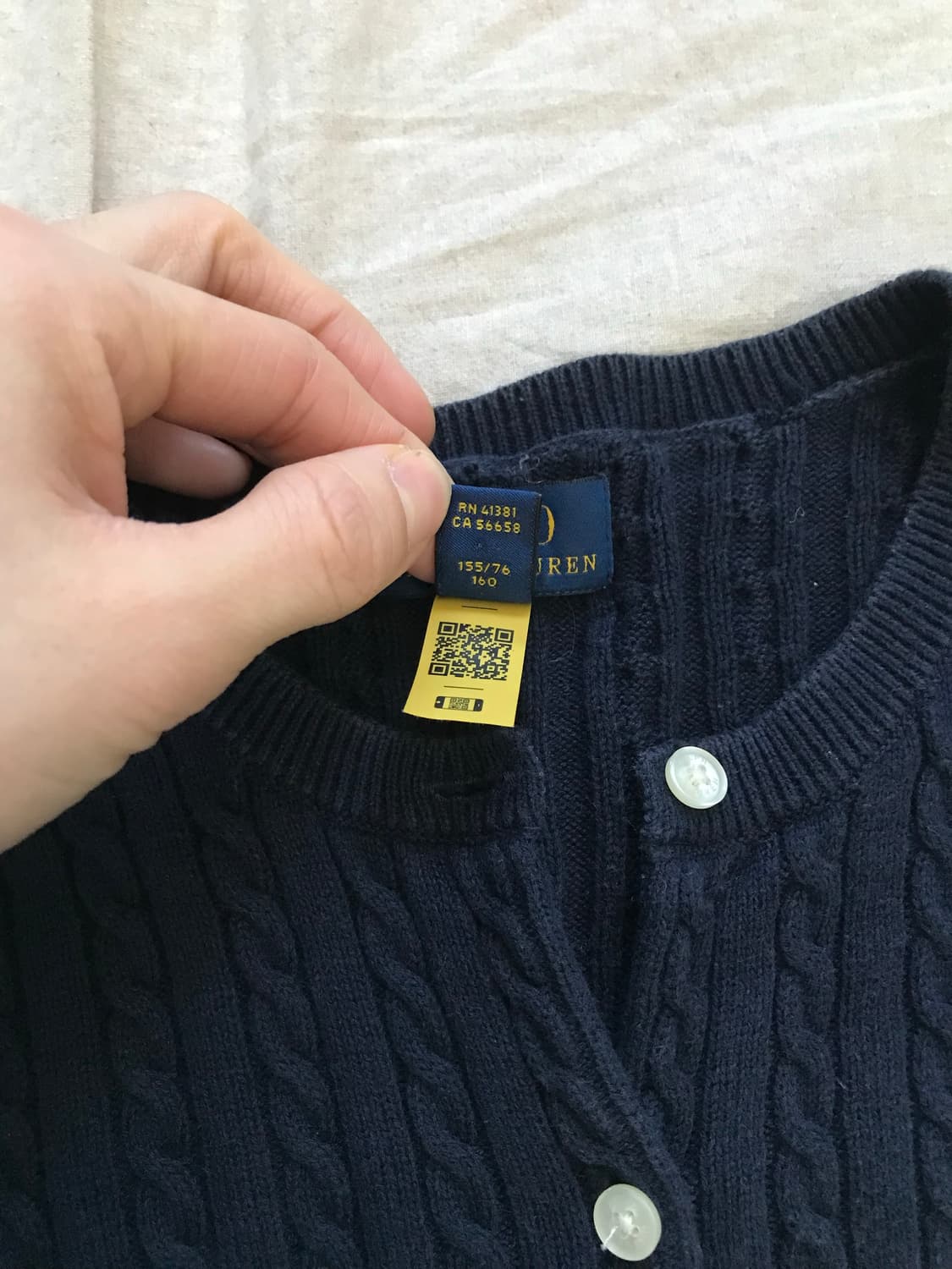 폴로 랄프로렌 QR코드택 포니 로고 네이비 케이블 니트 가디건 상품이미지8