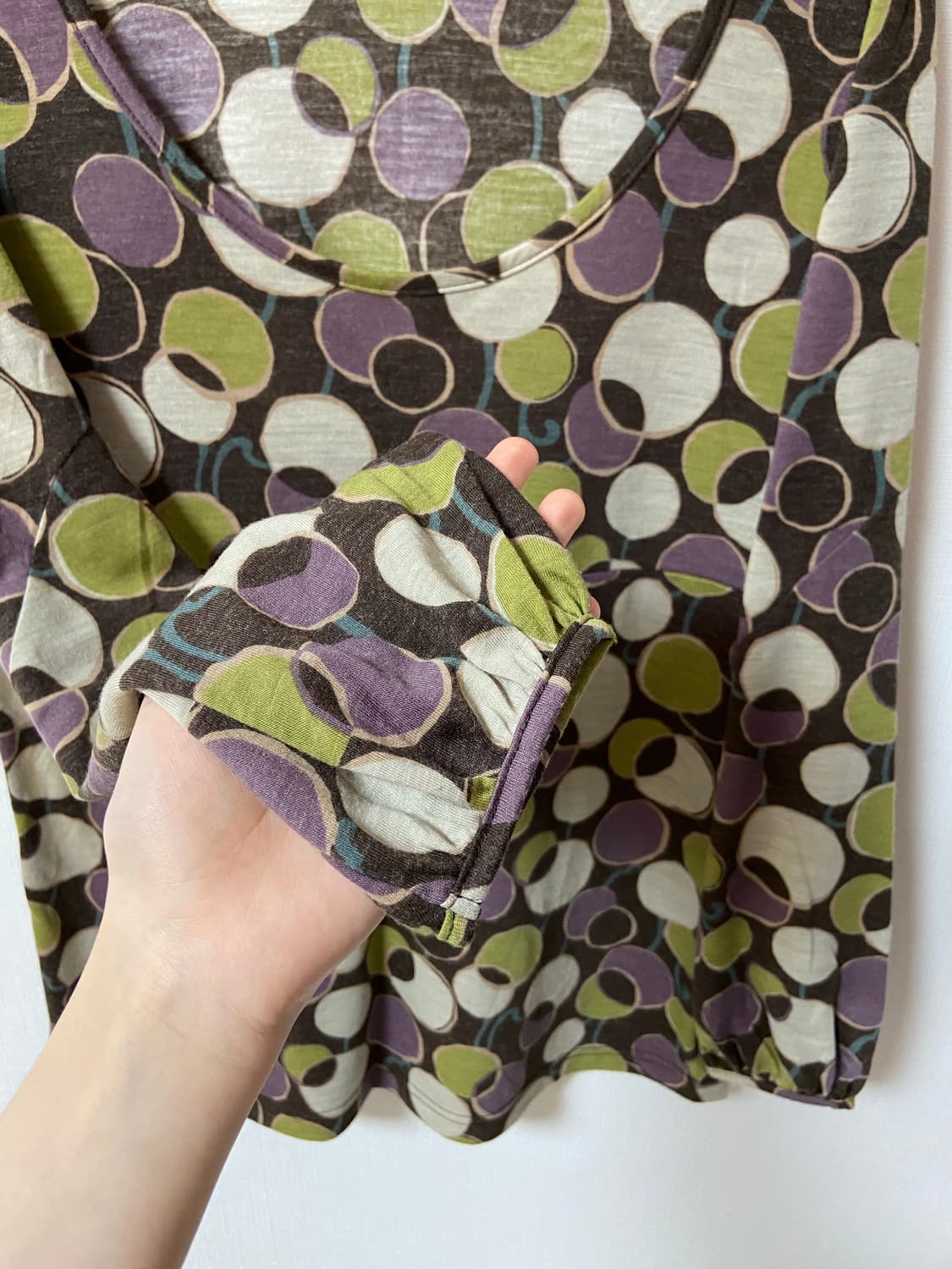 일본 빈티지 하구미 도트무늬 유넥  블라우스 상품이미지3