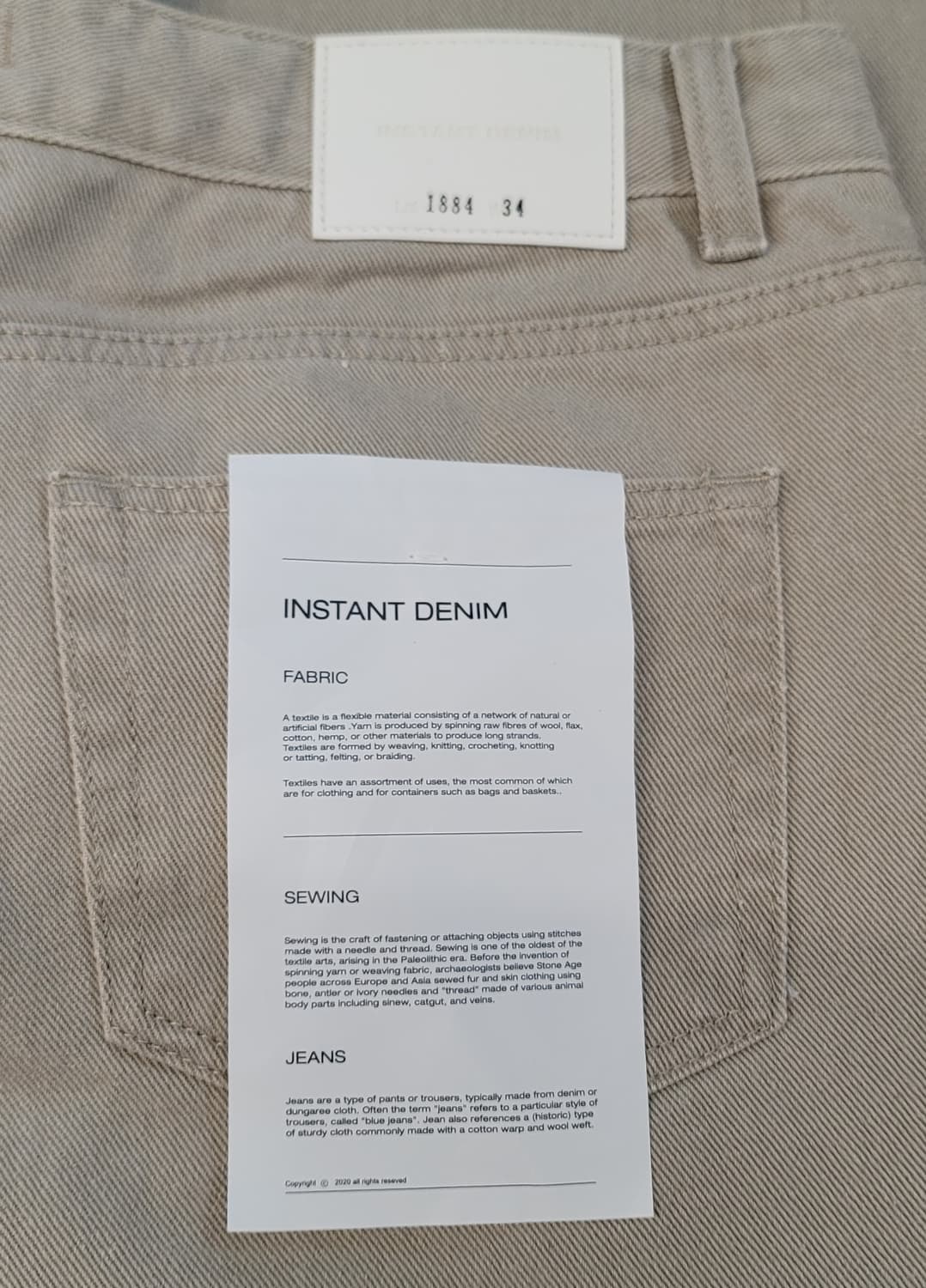 [미사용.새상품] INSTANT DENIM 데님팬츠 판매3 상품이미지5