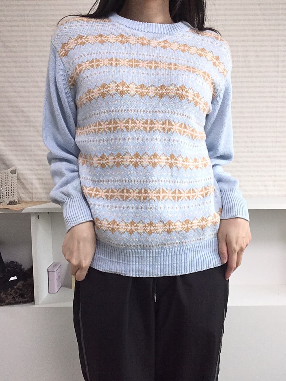 jpn vintage 스카이 블루 아가일 니트 y2k 갸루 일본빈티지 상품이미지1