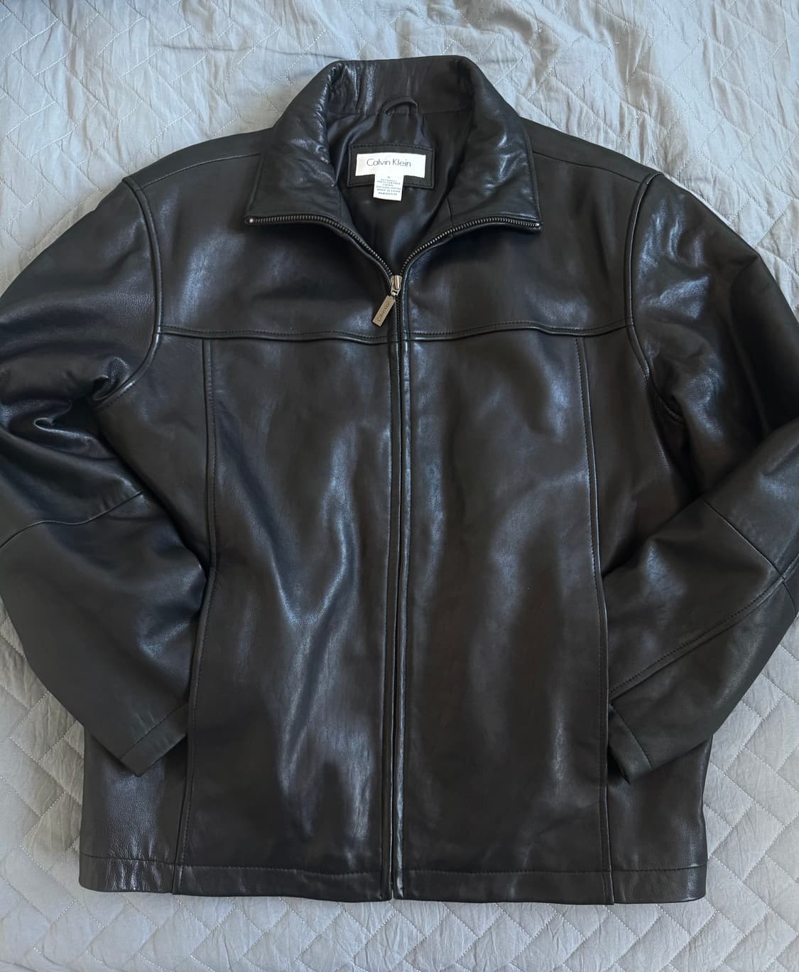 캘빈클라인 하이넥 집업 레더자켓 상품이미지3
