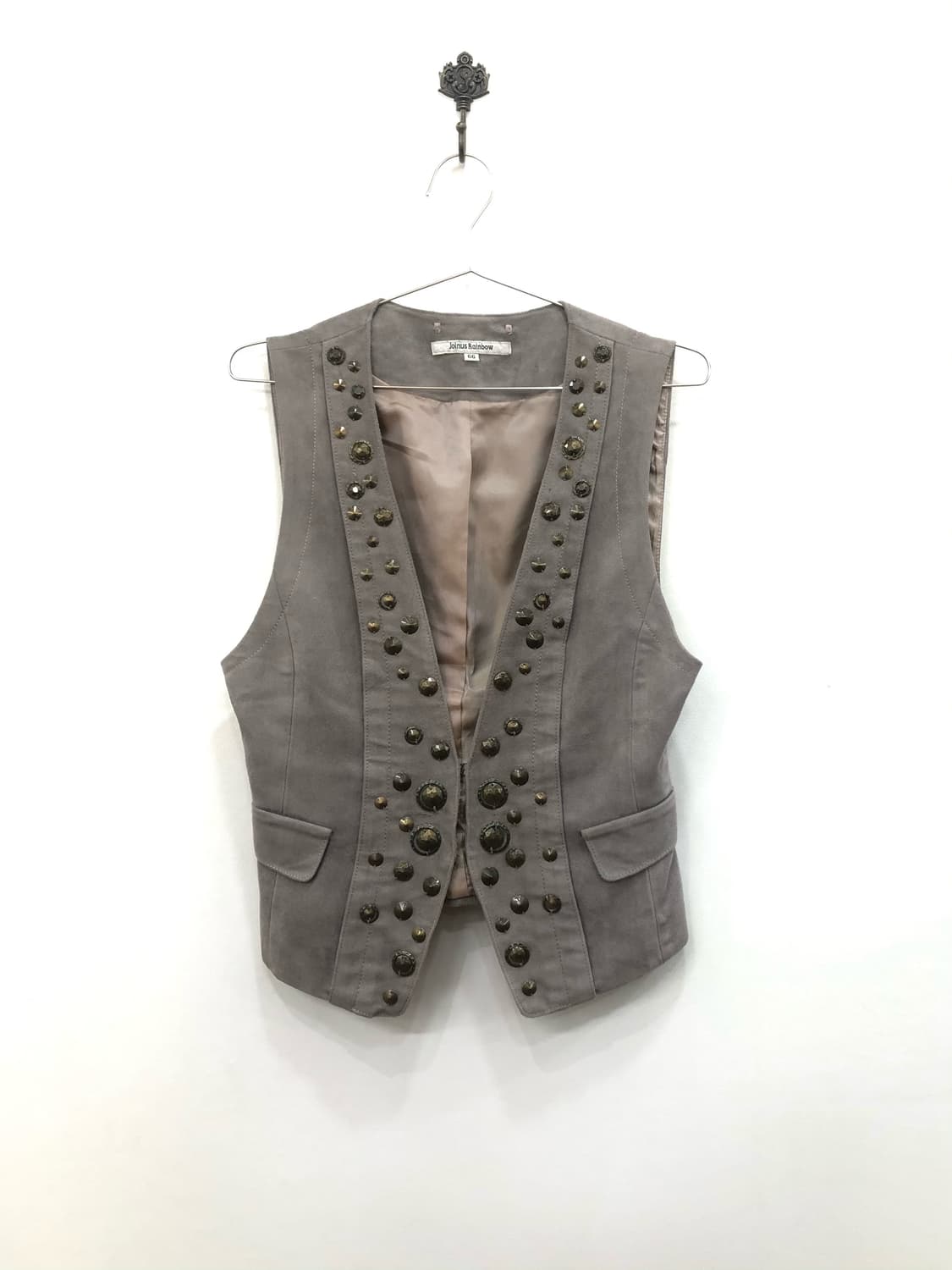 khaki beige studded vest 상품이미지3