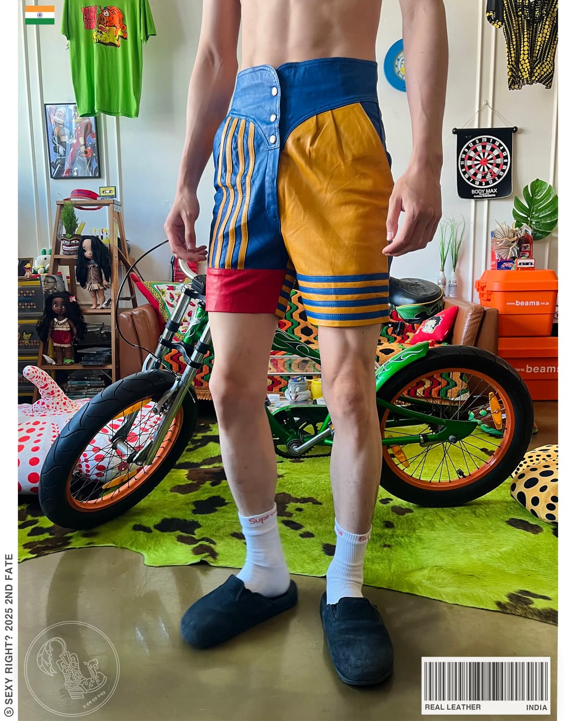 1990a Indian Real Leather Biker Shorts 상품이미지1