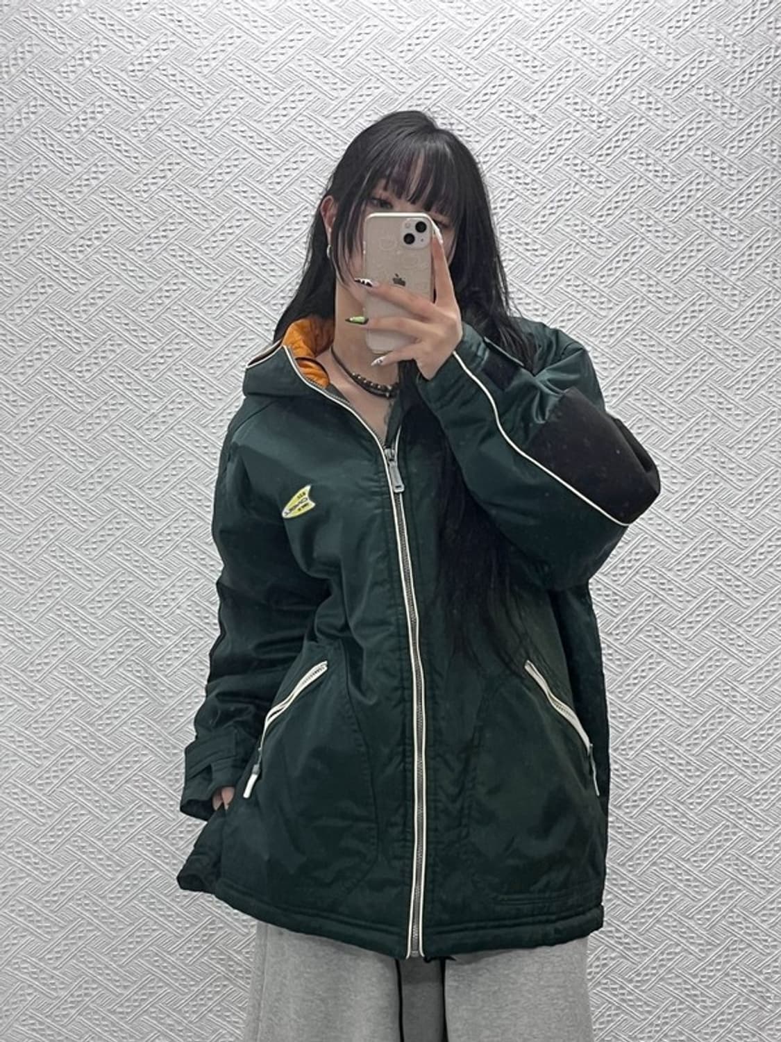 오닐 올드스쿨 레트로 딥그린 누빔 바람막이 자켓 L C08725 상품이미지2