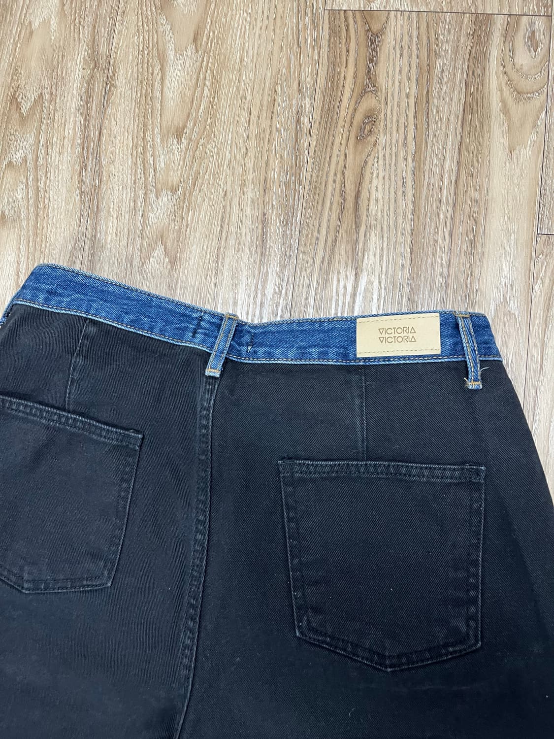 Victoria 투톤 와이드 흑청바지 33 상품이미지2