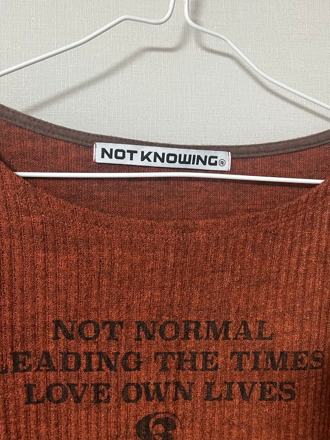 낫노잉 Slogan Long Sleeve Knitted Top(Brick 상품이미지4