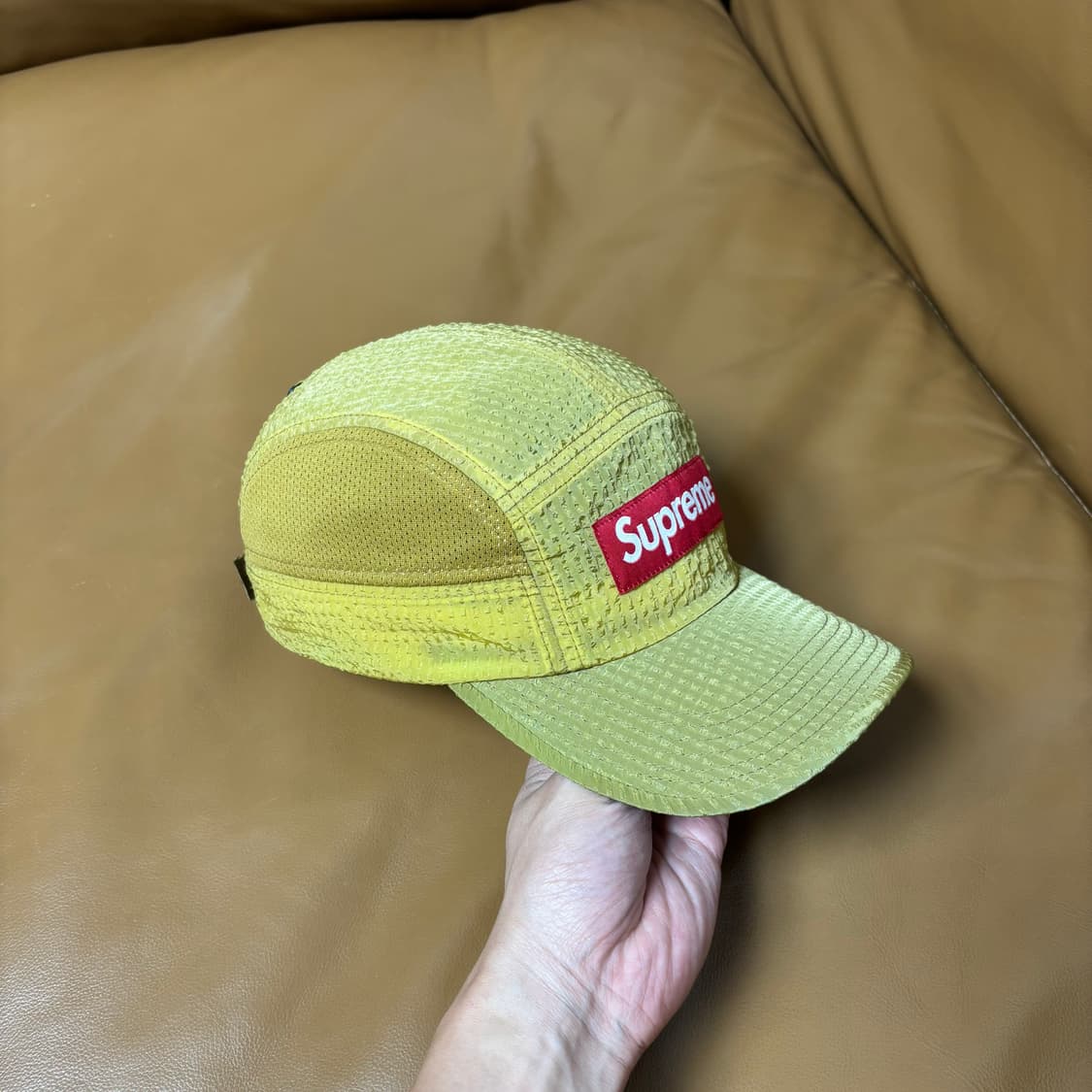 Supreme 슈프림 씨어서커 메쉬 머스타드 캠프캡 모자 Mustard 상품이미지3