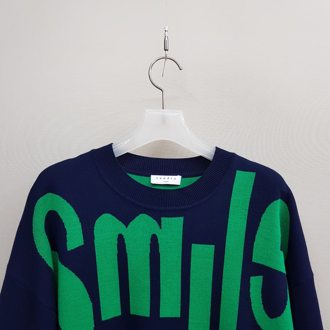 산드로 SANDRO  스마일 그래픽 네이비 니트 1사이즈 상품이미지3