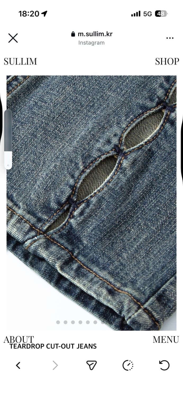 설림 SULLIM 티어드랍 컷아웃 데님 팬츠 상품이미지5