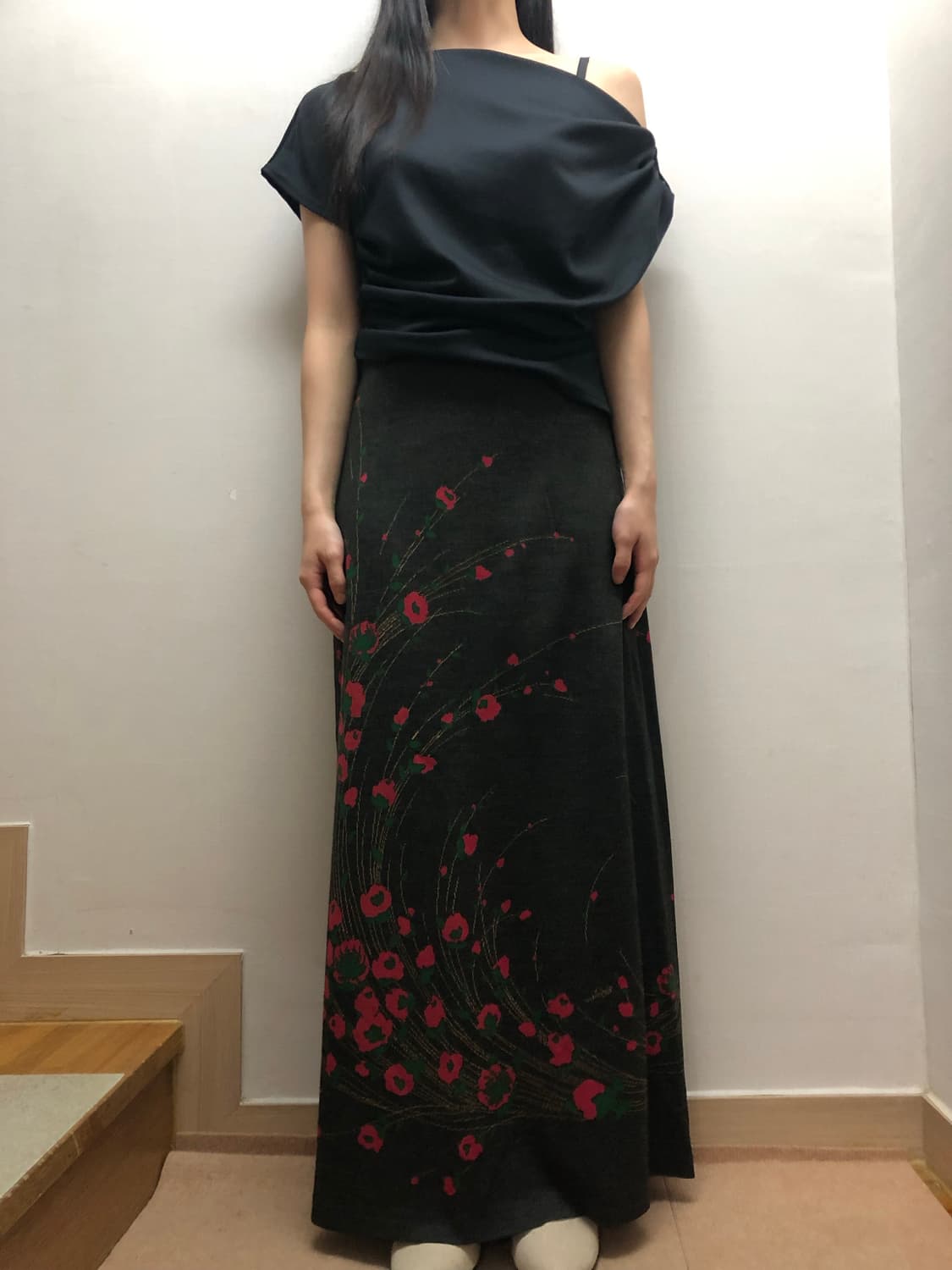 빈티지 딥그레이 오리엔탈 롱 스커트 상품이미지3