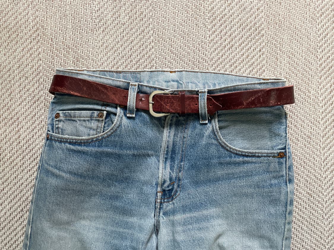 빈티지 버건디 스웨이드 레더 벨트  J04082 상품이미지1