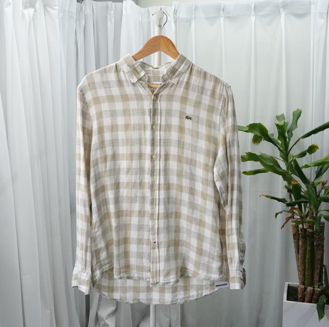 라코스테 체크 린넨 셔츠 (슬림핏) 1928 상품이미지1