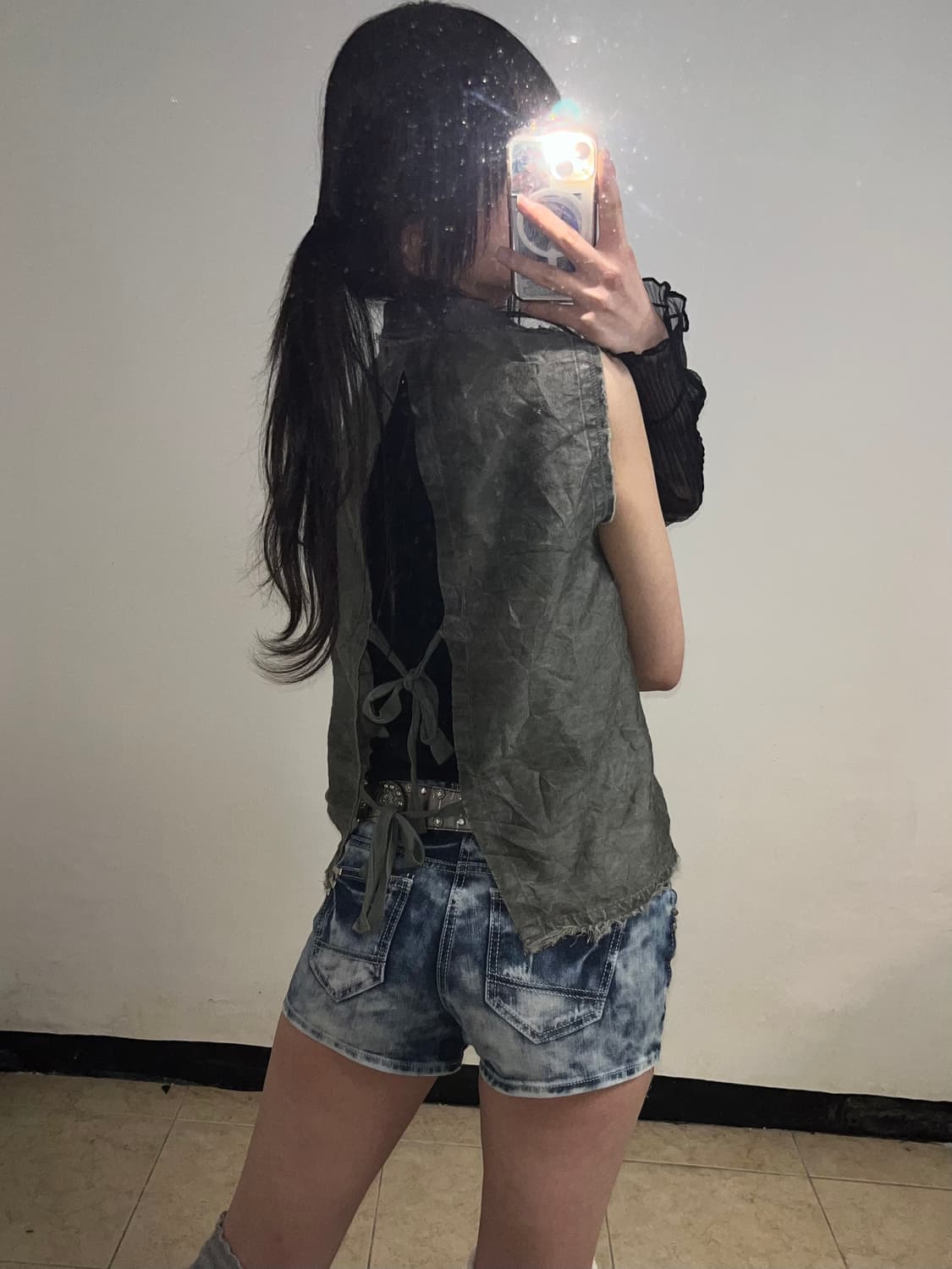 Y2K 데님 스터드 숏팬츠 상품이미지6