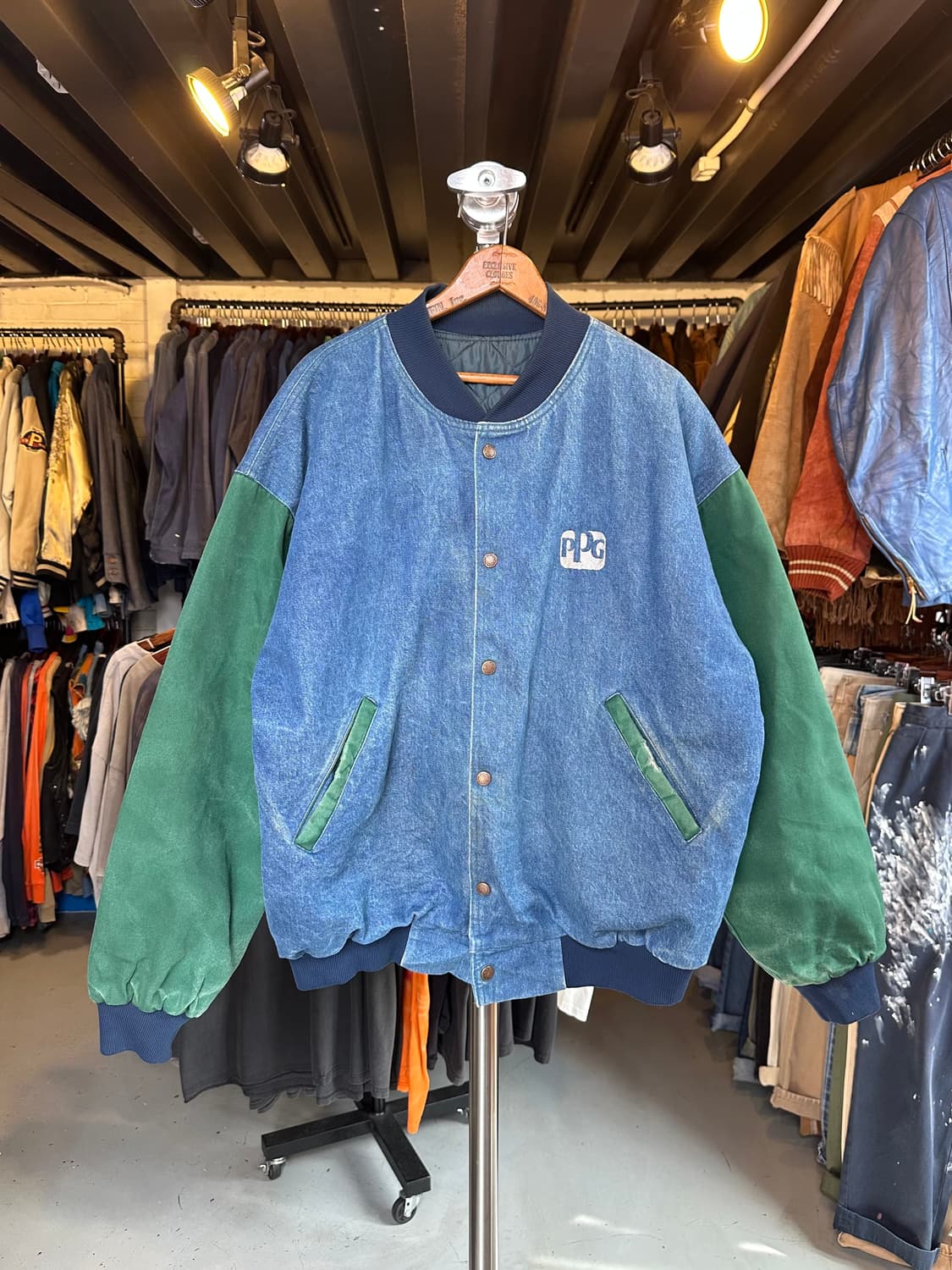 데님 자수 바시티 자켓 made in usa 상품이미지1