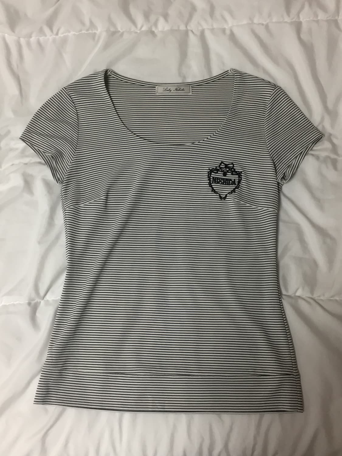 일본 빈티지 스트라이프 반팔 티셔츠 상품이미지1