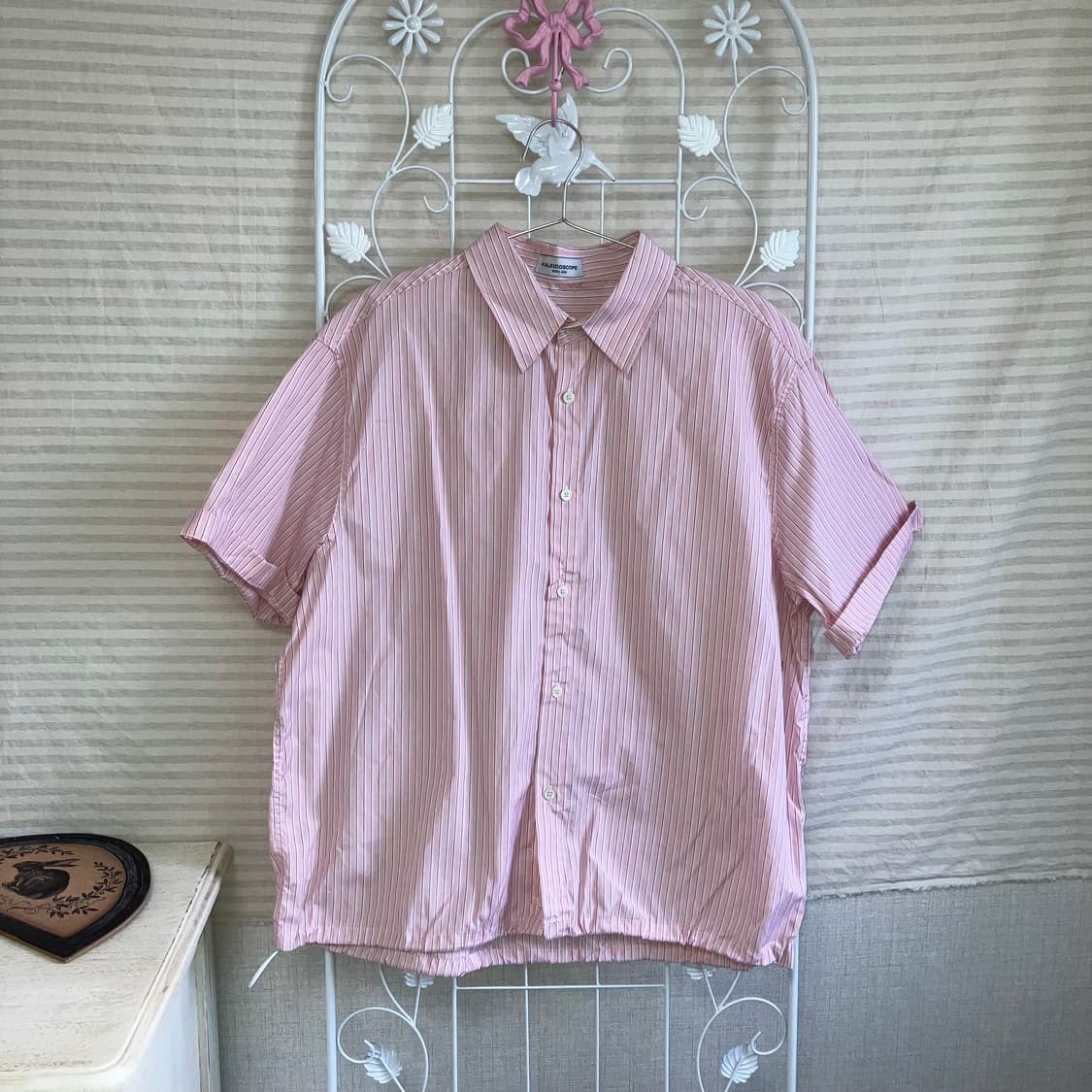 빈티지 핑크 스트라이프 셔링 셔츠 y2k 스트릿 갸루 펑키464 상품이미지1