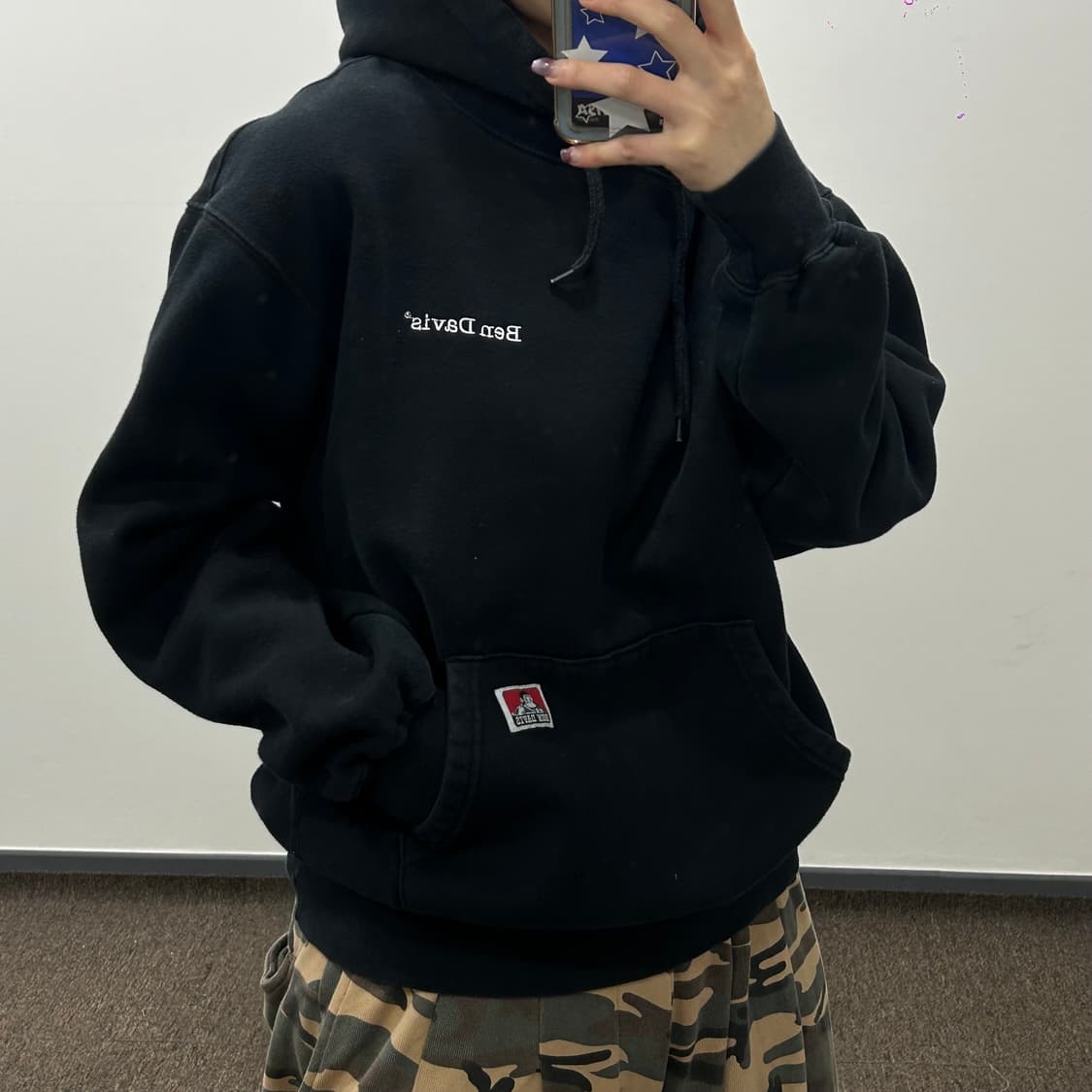 Ben Davis 벤데이비스 스몰로고 블랙 후드티 상품이미지1