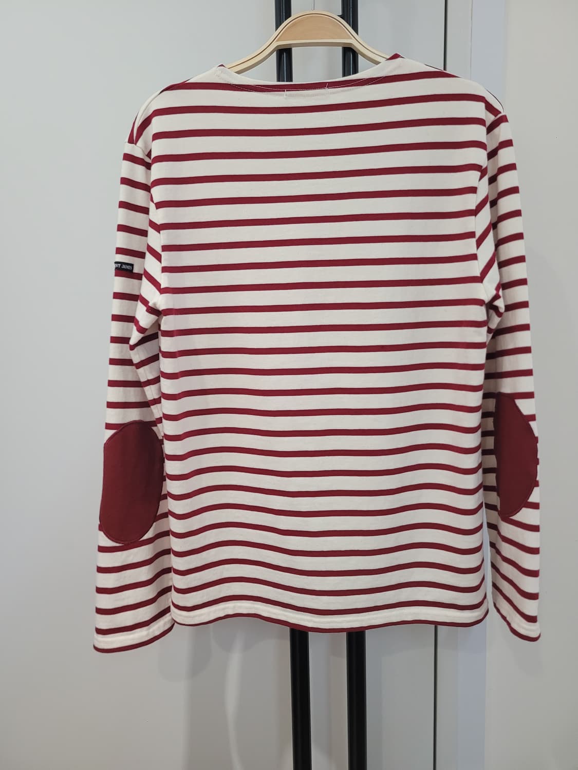 세인트제임스 레드 단가라 엘보패치 긴팔 티셔츠 S사이즈 상품이미지4