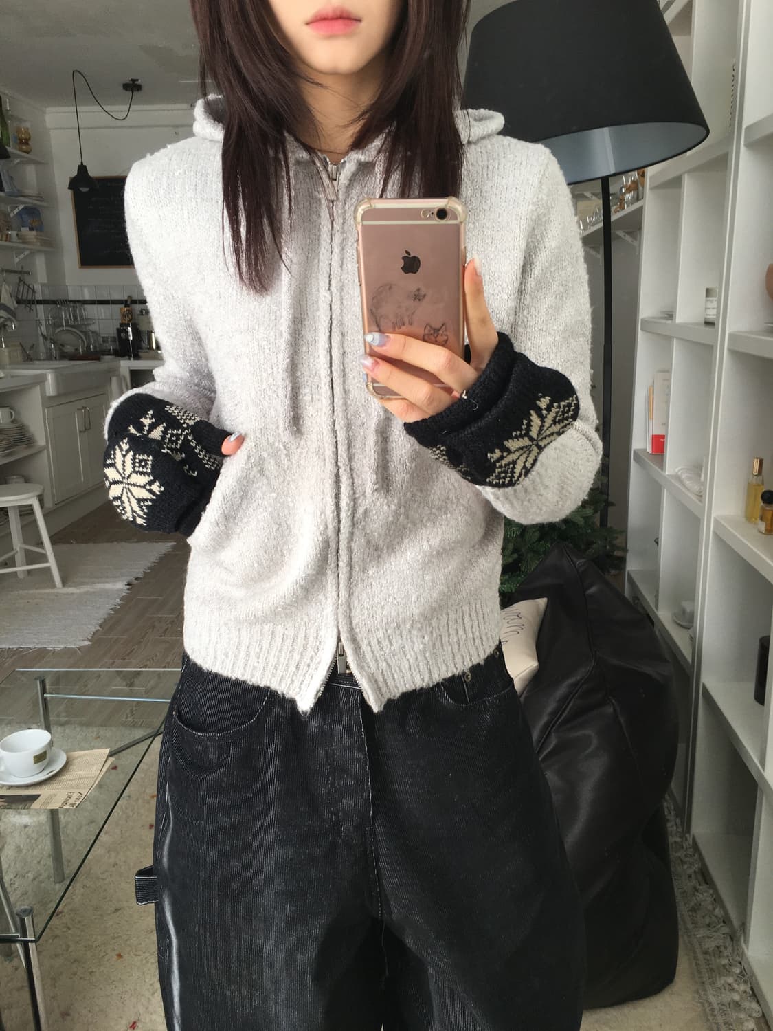 피넛데이즈 베비 니트 집업 그레이 판매 상품이미지1