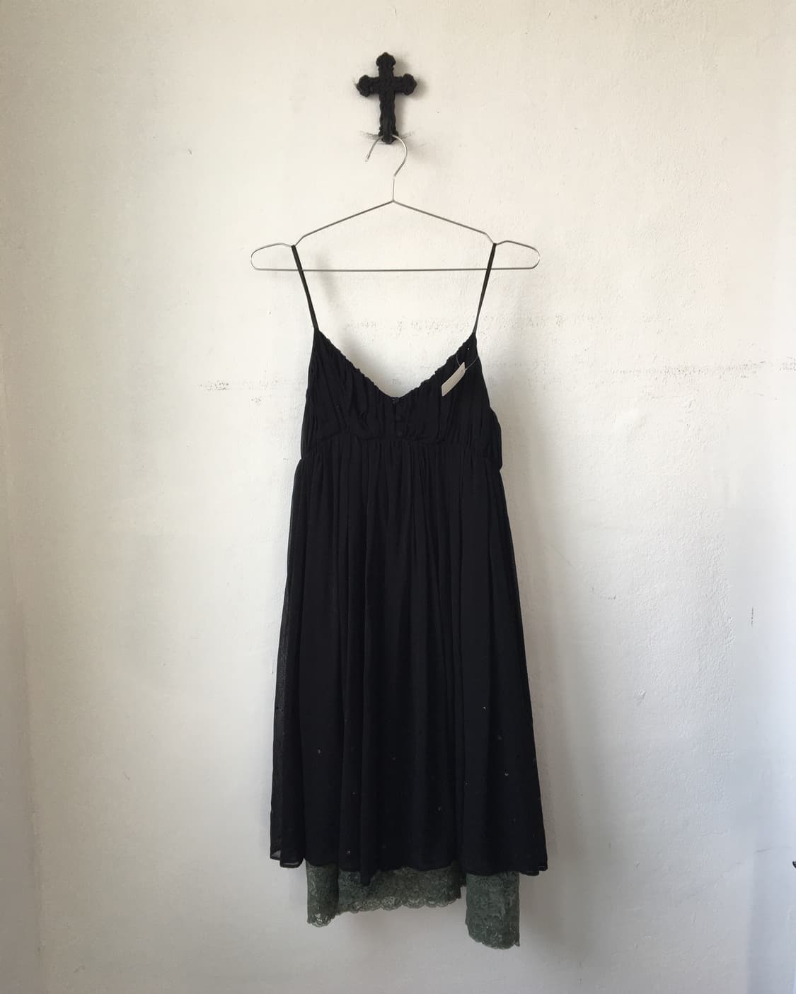 Shirring lace trimming sleeveless onepei 상품이미지2