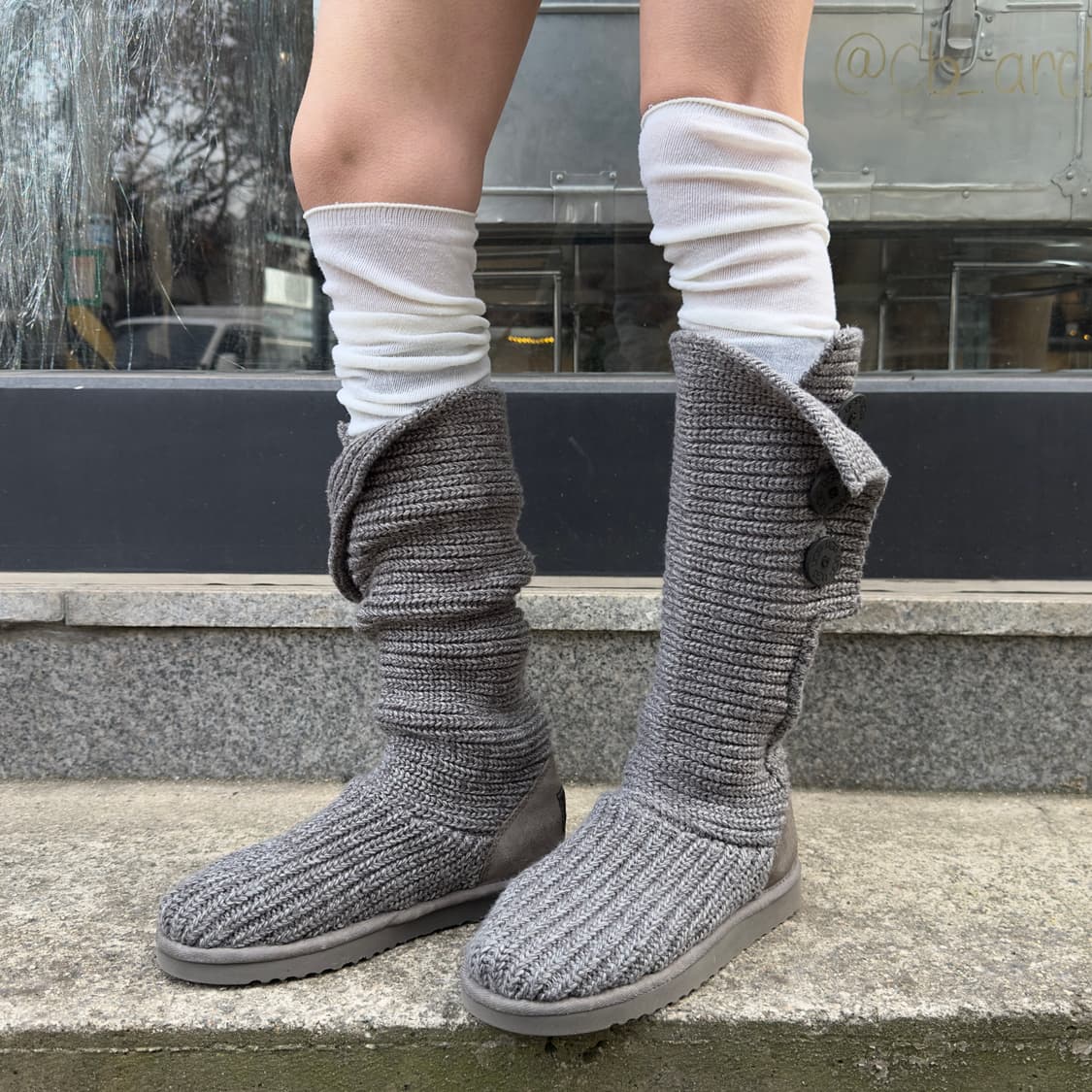 00s 그레이 니트 카디 어그 부츠 상품이미지1