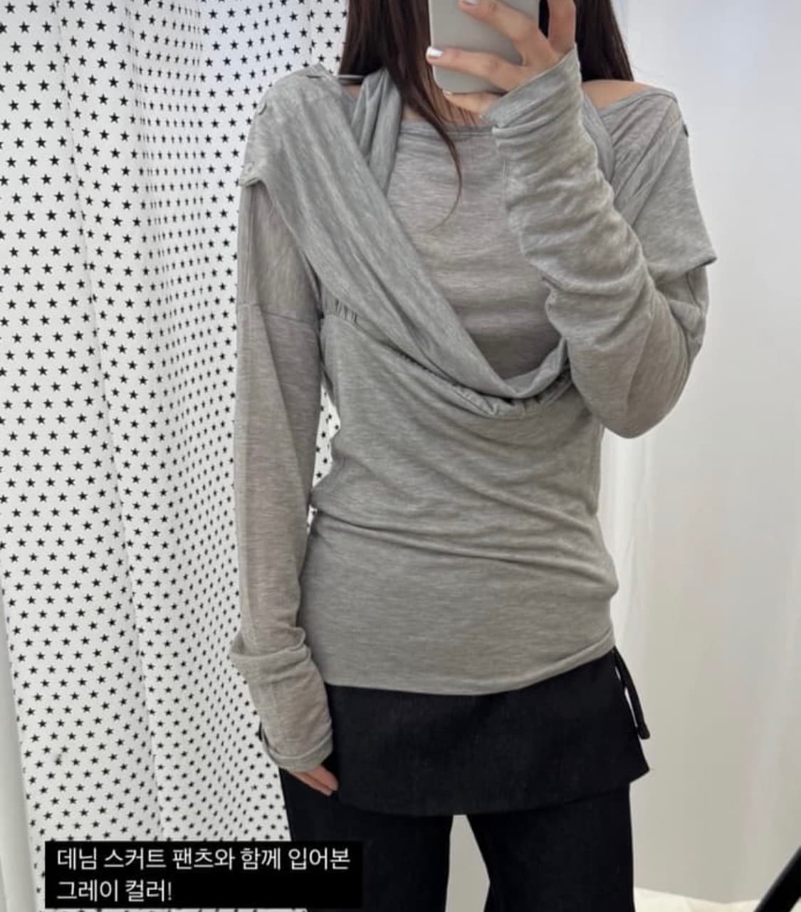 인앤양하모니 드레스 Button drape dress light grey 상품이미지3