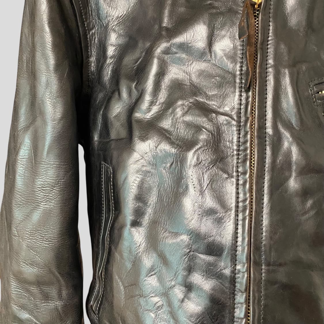 (38)에어로레더 하프벨트 홀스하이드 자켓 상품이미지5